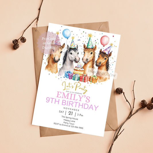 pink farm animal birthday card