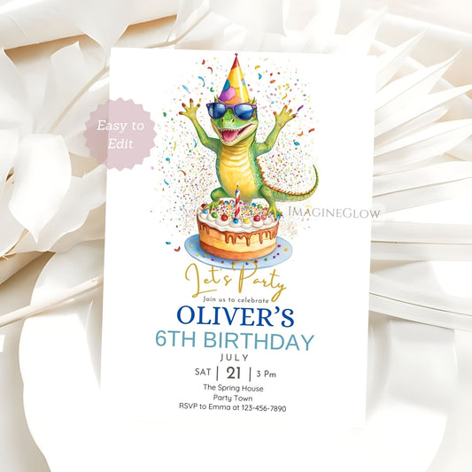 lizard birthday invitation