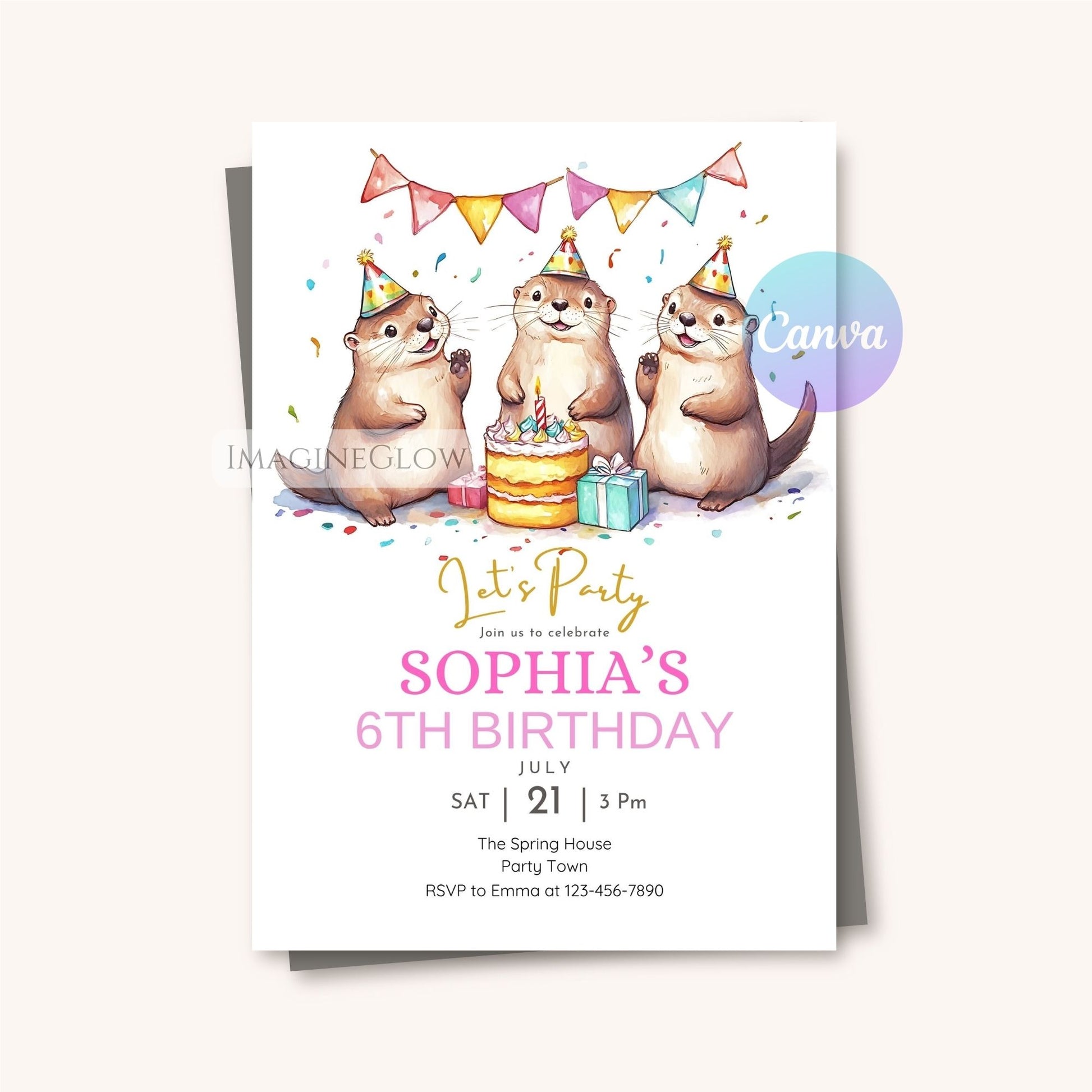 otter birthday invitation for kids
printable river animal party invite