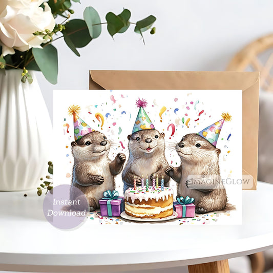 Otter birthday card printable
Cute otter greeting card
River otter birthday card