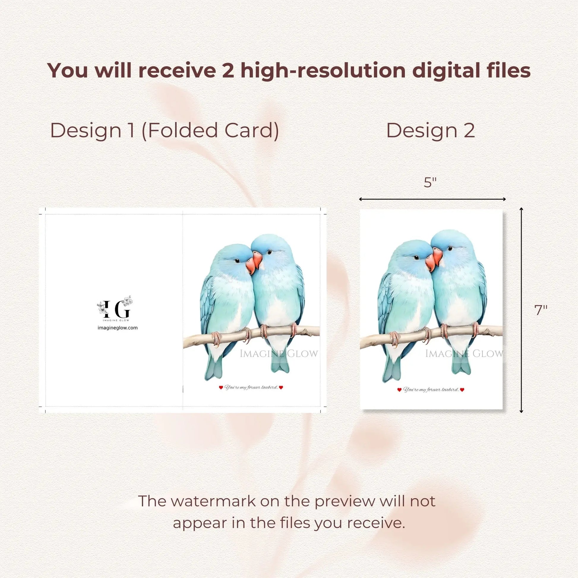 Romantic lovebirds greeting card for couples