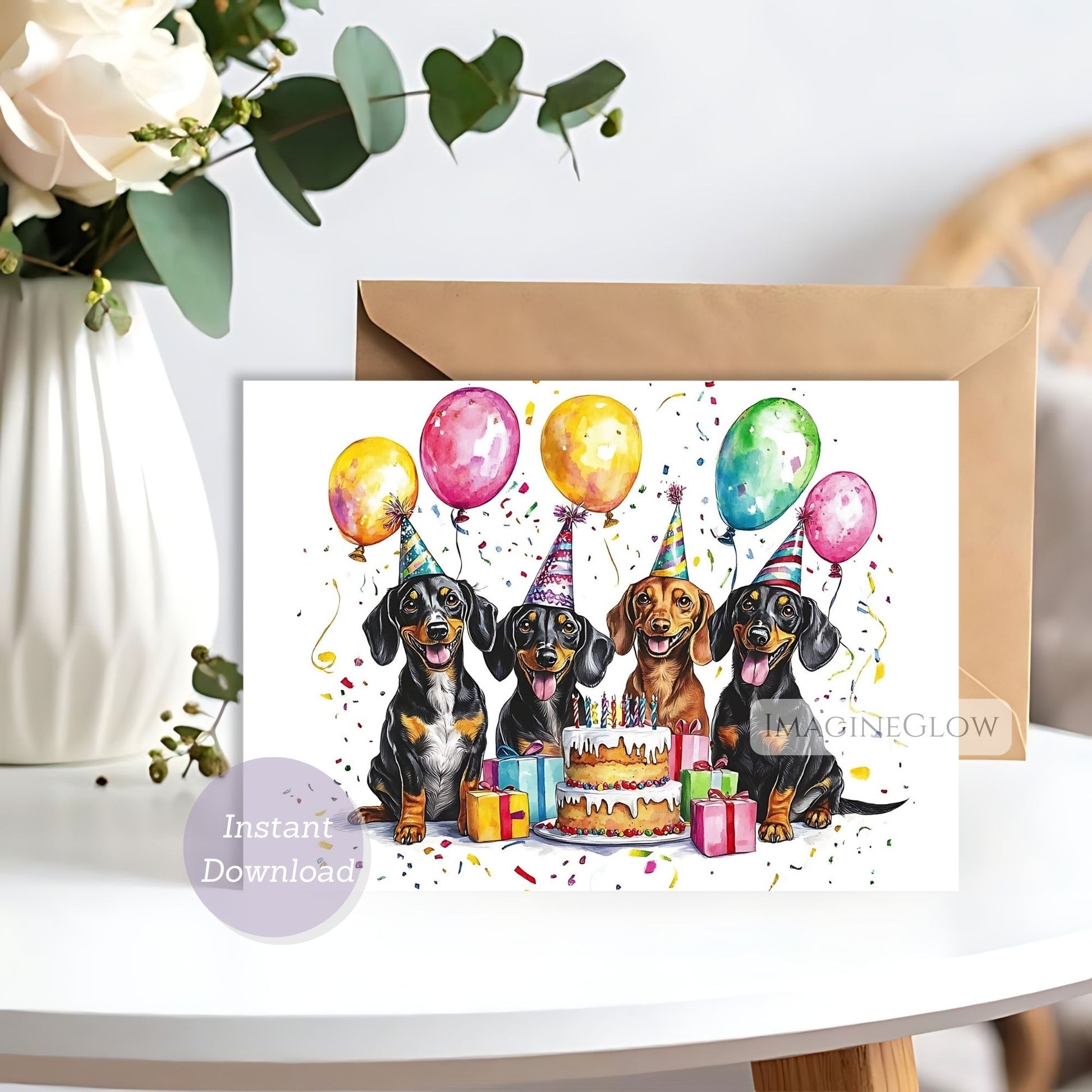 digital doxie birthday greeting card
happy birthday card dachshund dog
printable dachshund puppy card
funny sausage dog birthday card