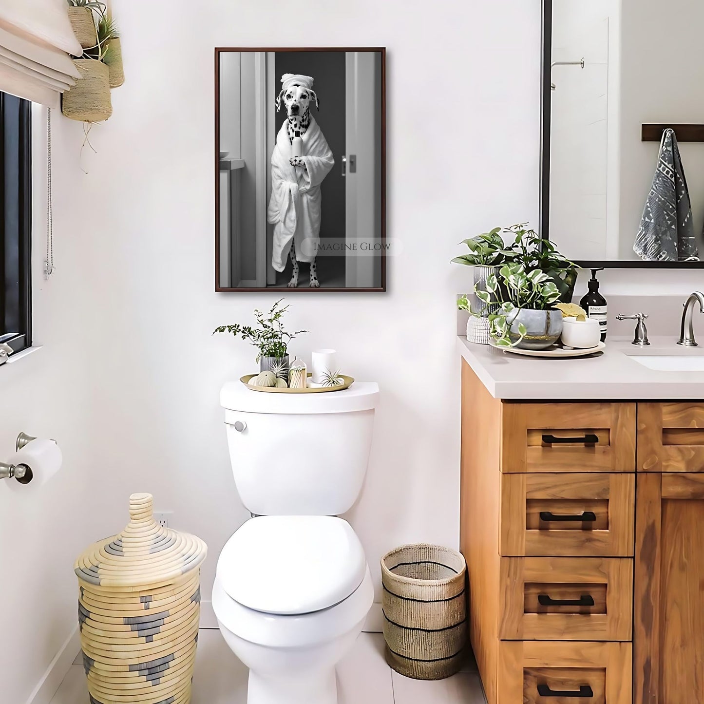 Humorous Dalmatian bathroom wall art for dog lovers