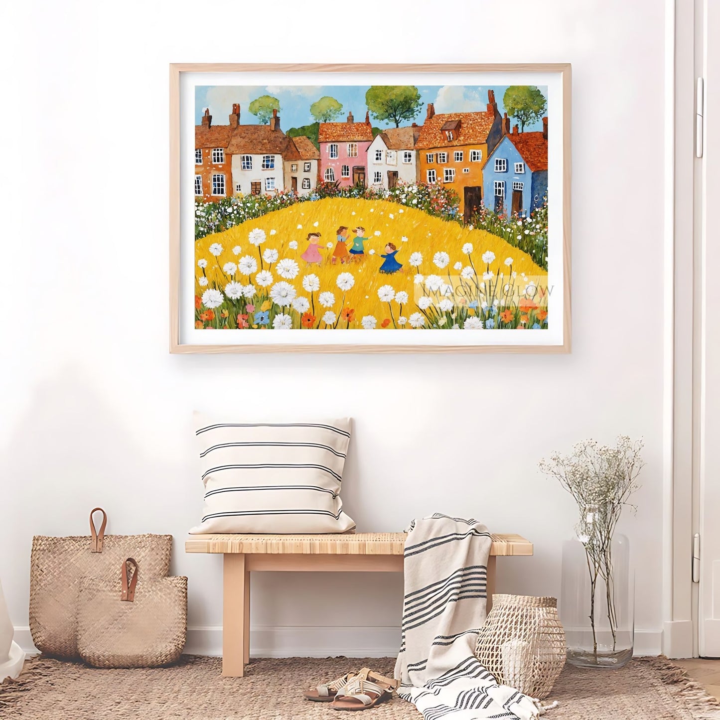 Rustic dandelion illustration for nature-inspired wall decor