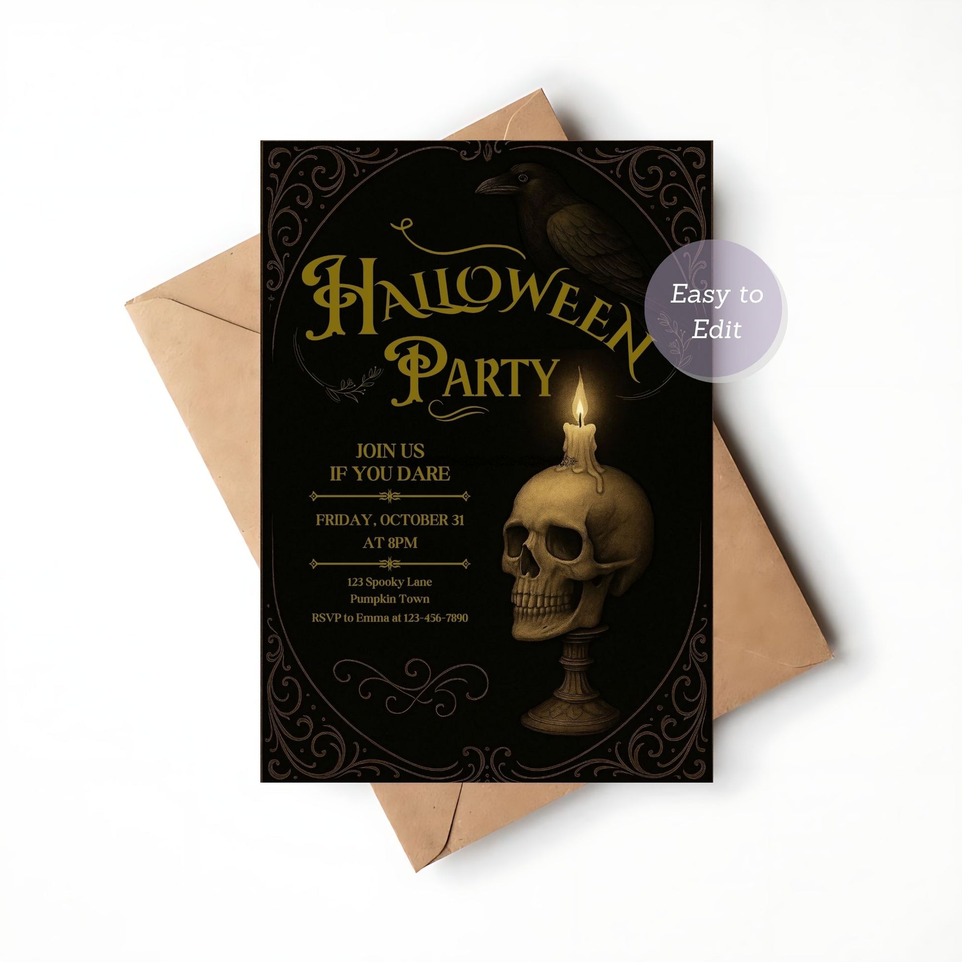 elegant halloween invitation for adults