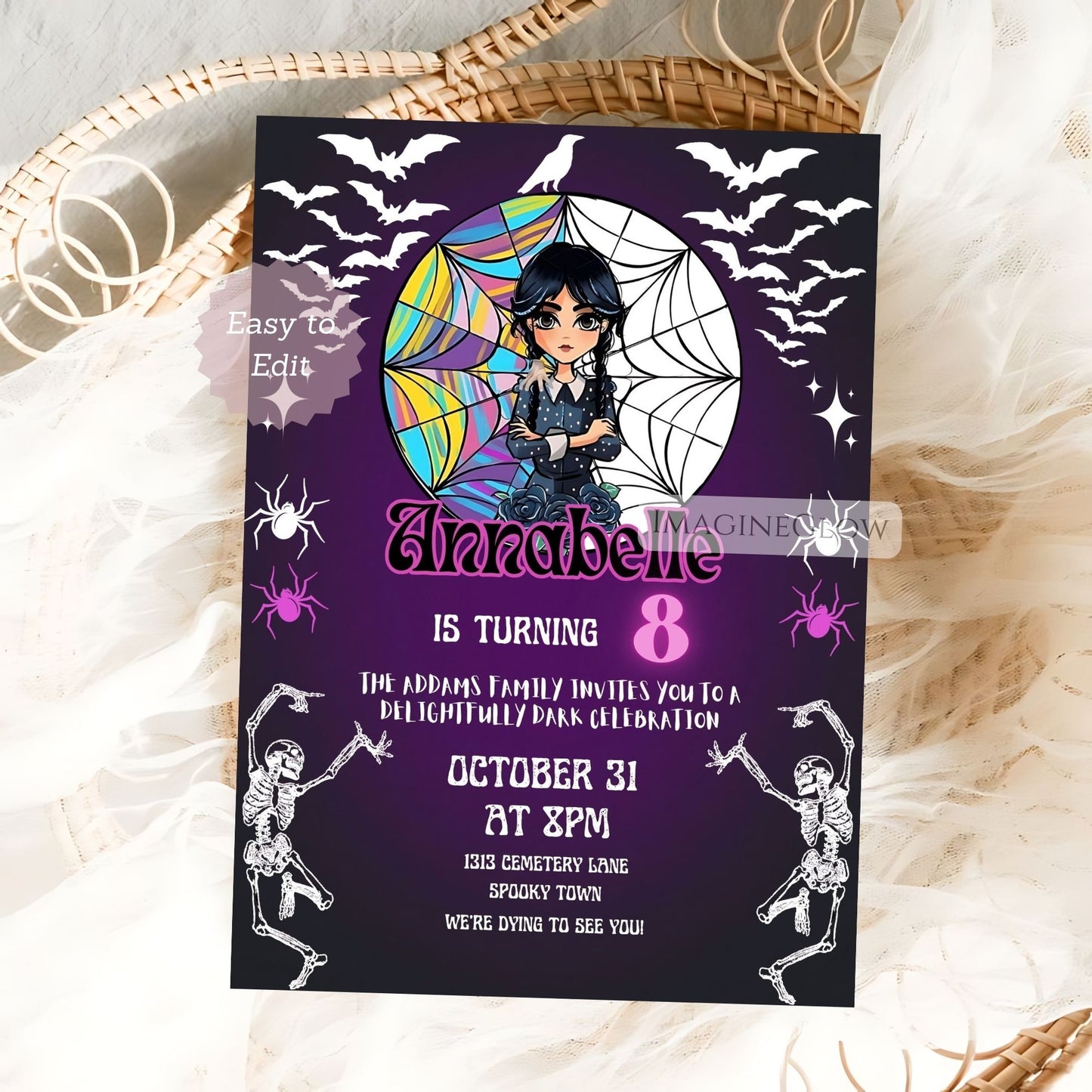 Dark floral gothic birthday invitation template