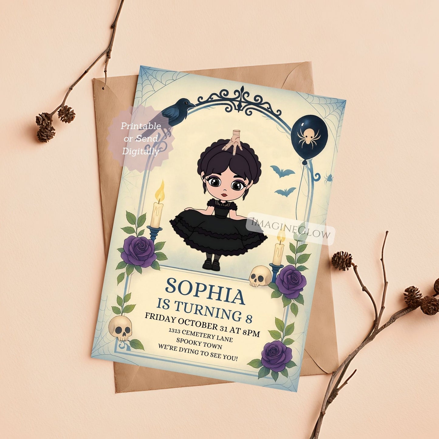 Gothic teen birthday party invite
Dark themed birthday evite for teens