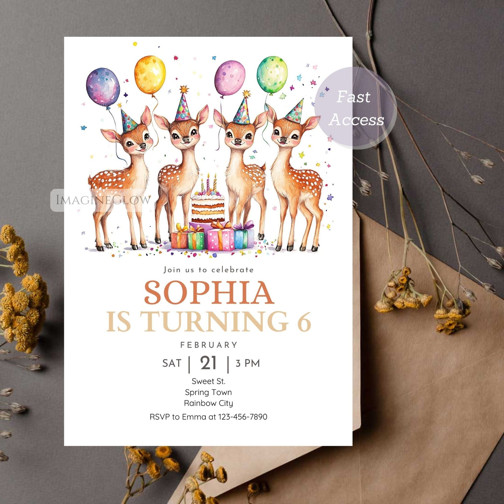 Cute forest animal party invite printable