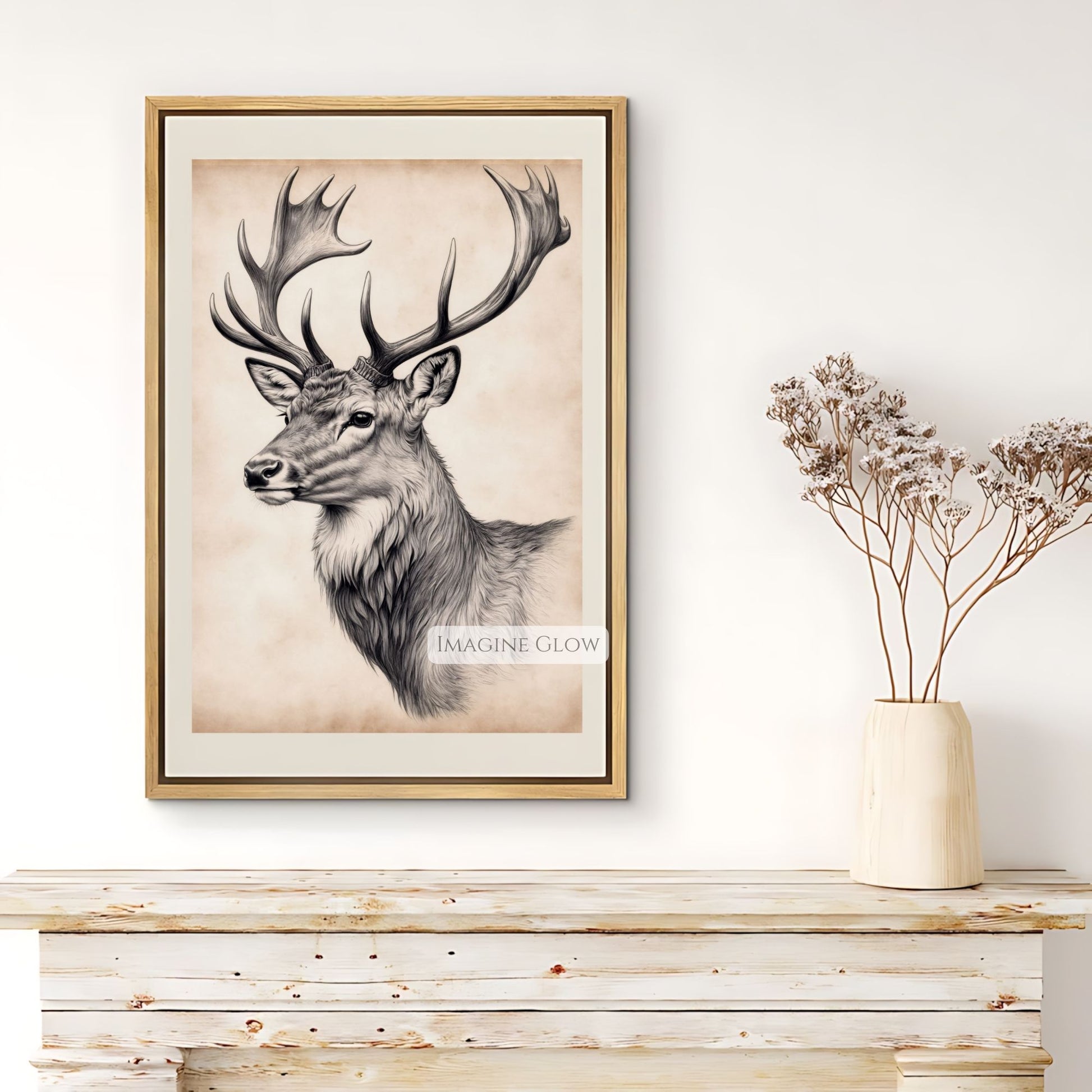 Elegant pencil drawing of a stag for nature lovers.