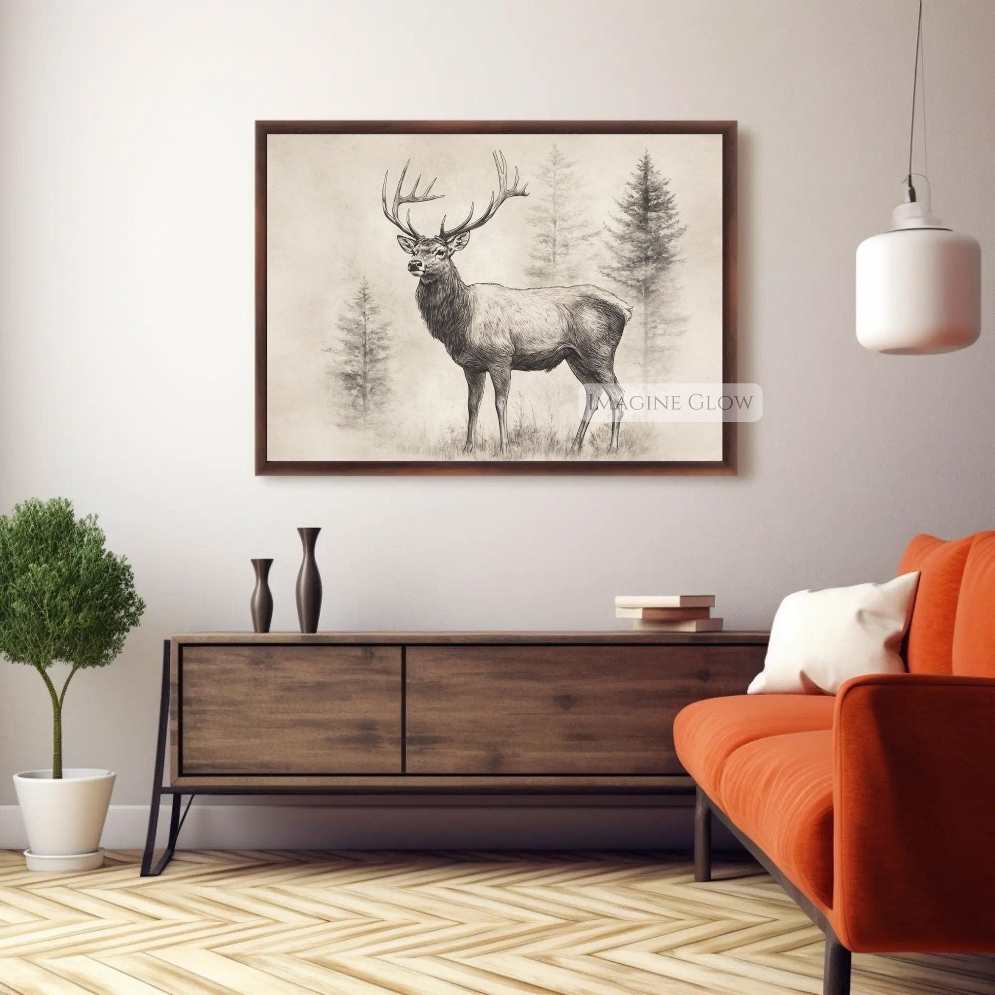 Elegant vintage deer sketch for wildlife lovers.