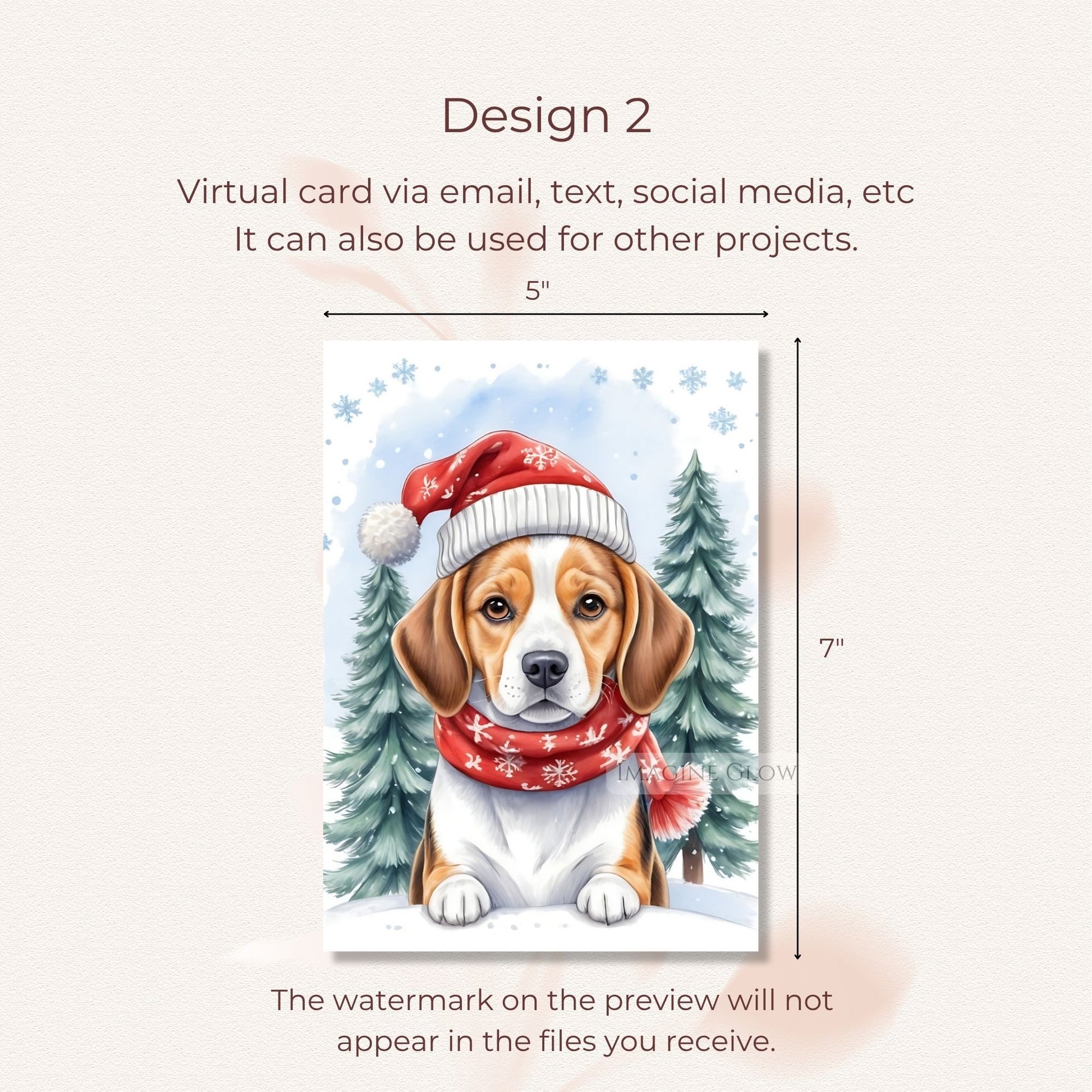 christmas card with beagle dog design