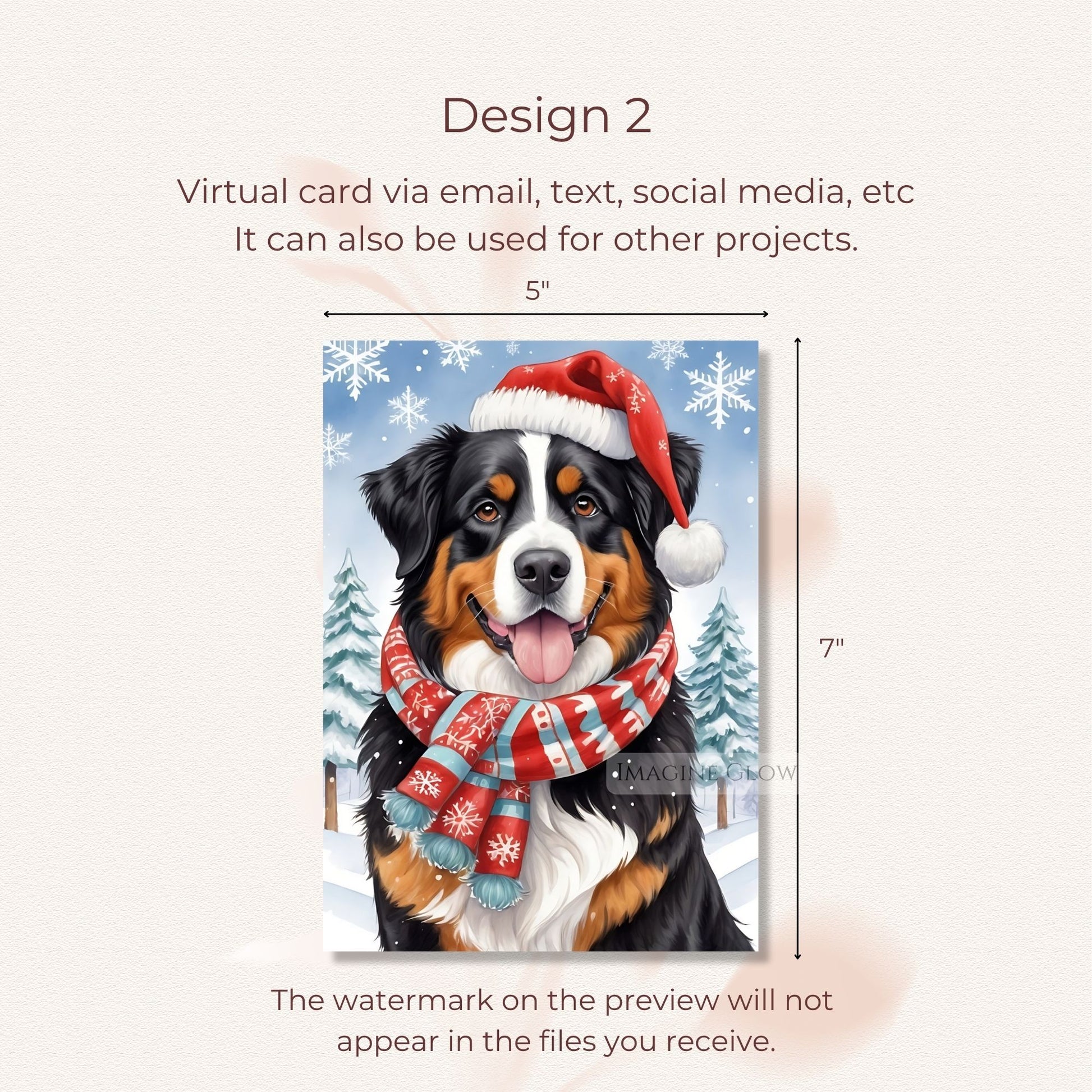 winter bernese mountain dog holiday greeting
dog lover christmas card bernese mountain design