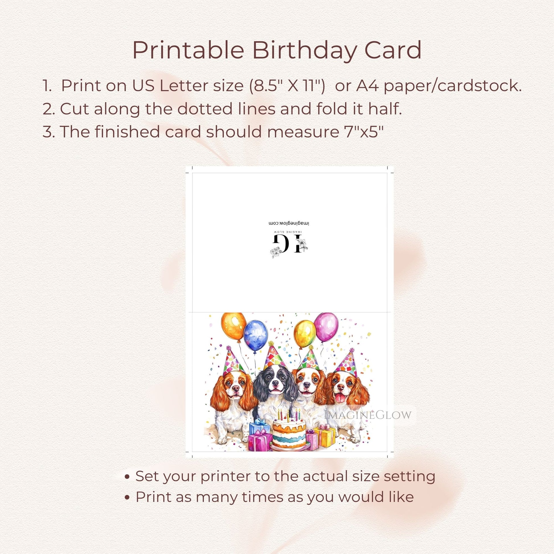 adorable cavalier dog birthday card printable
cavalier king charles dog birthday card