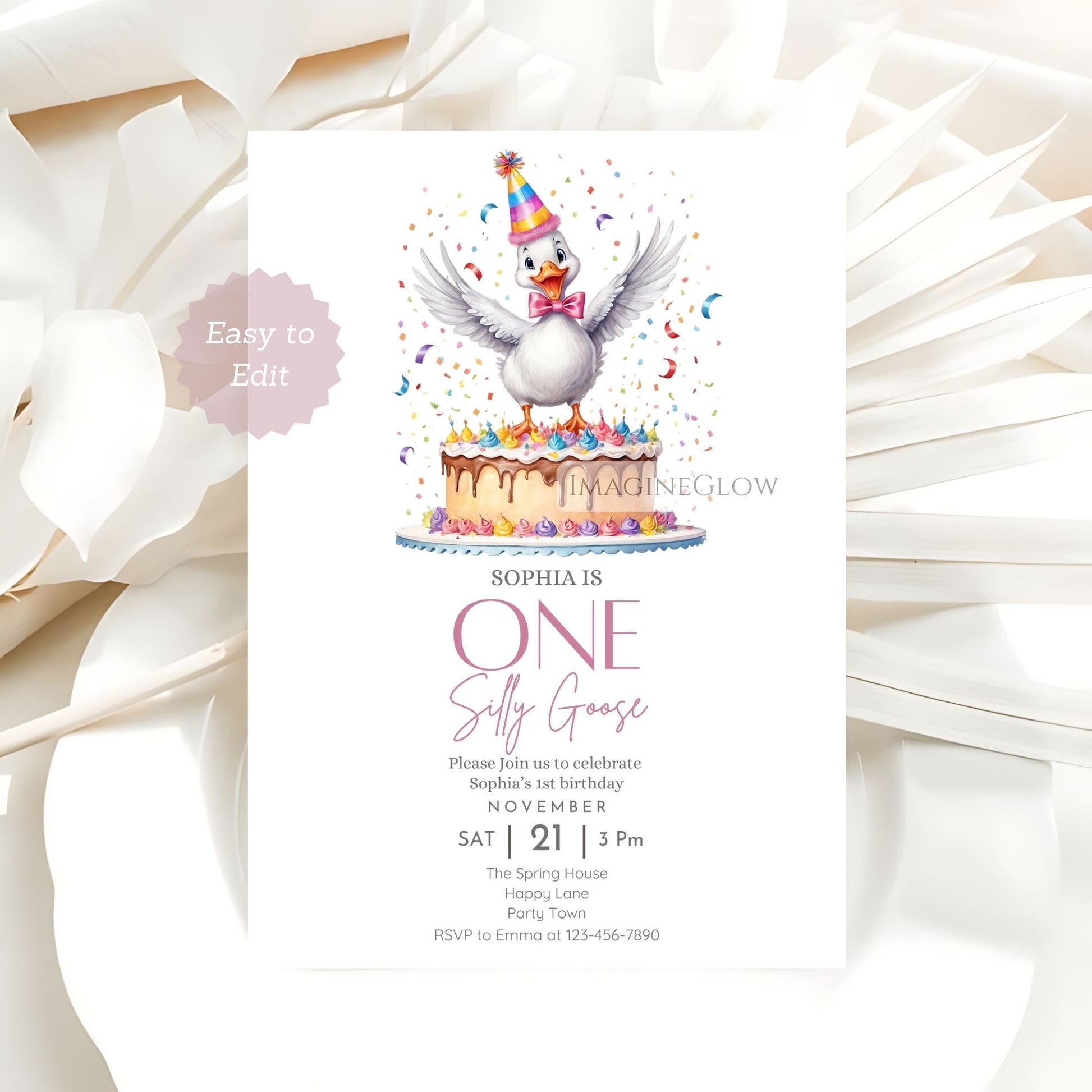 Customizable goose theme first birthday