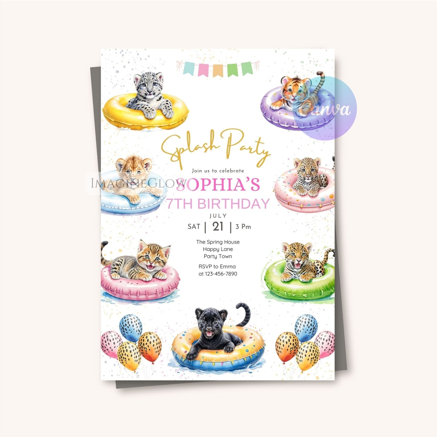 digital wild animal summer invitation
printable jungle pool party invite