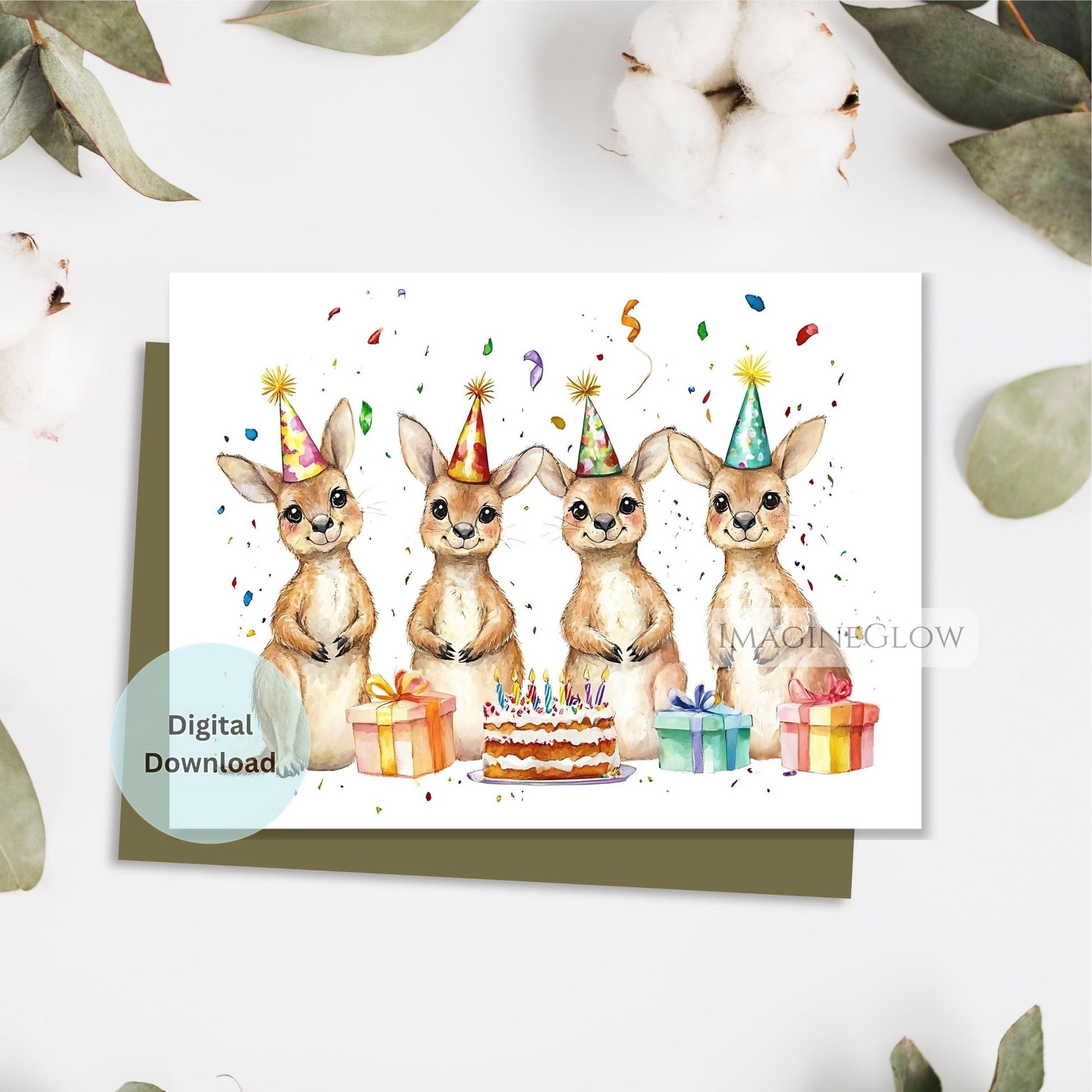 australian animal birthday card
printable kangaroo card for kids
digital wildlife birthday card