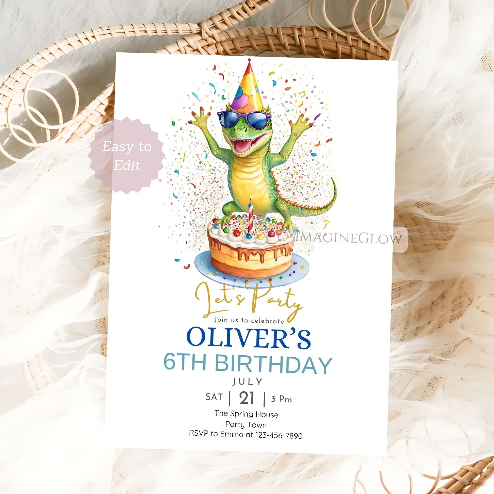 reptile party invite for kids
editable lizard birthday evite