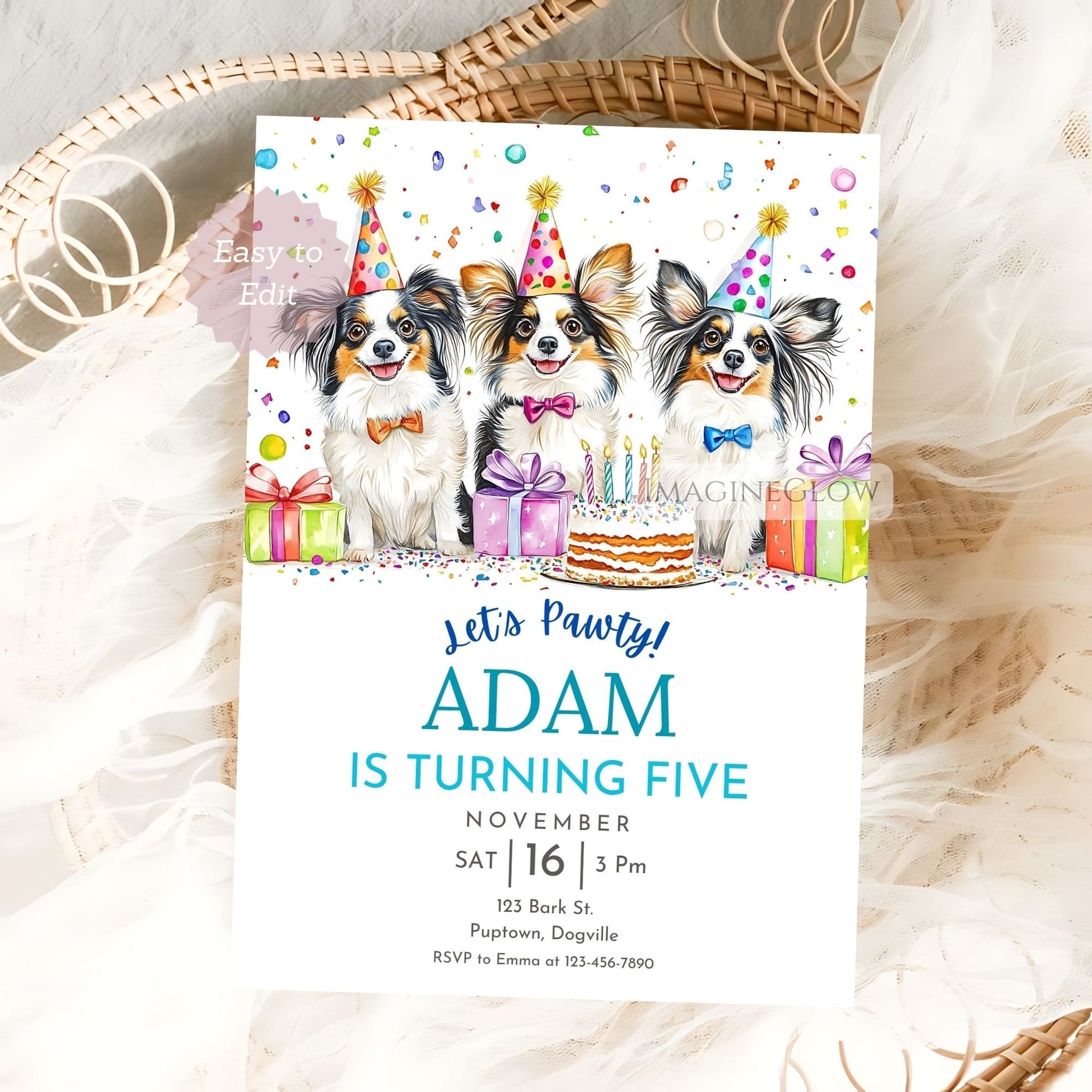 papillon birthday invitation for kids