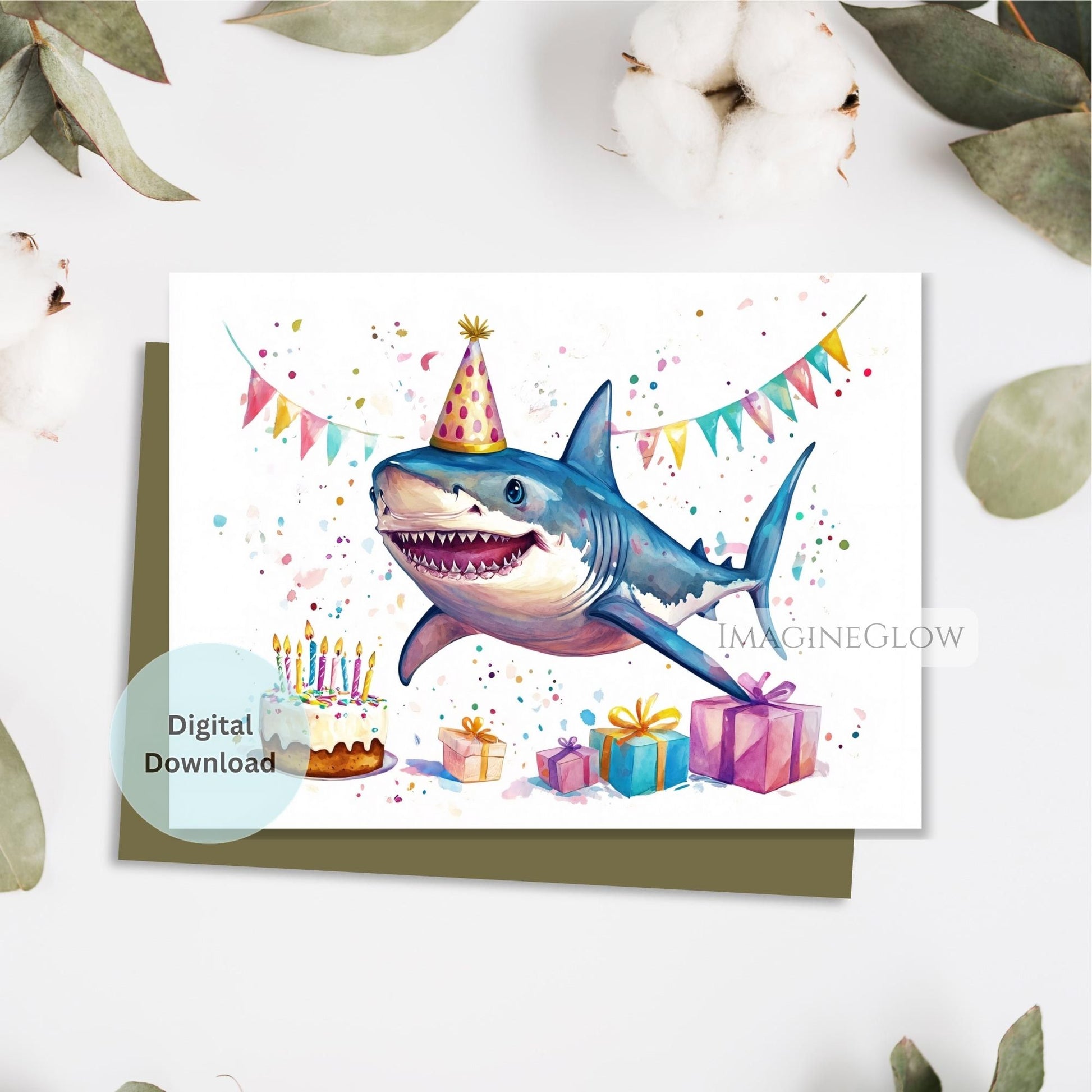 Shark birthday card printable
Ocean animal birthday card
Fun shark greeting card