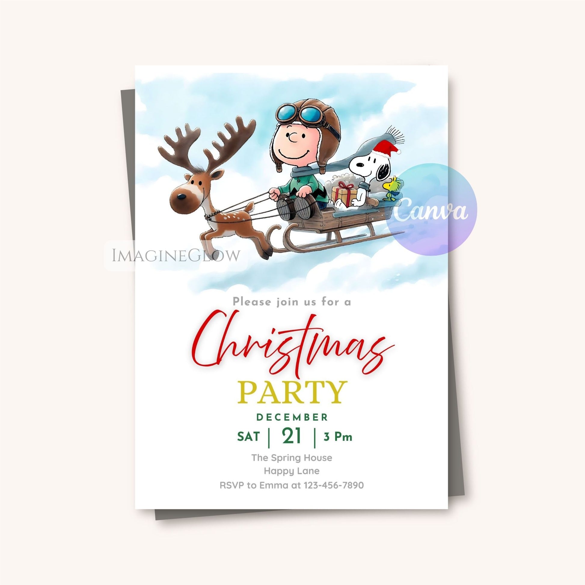 printable snoopy christmas invite