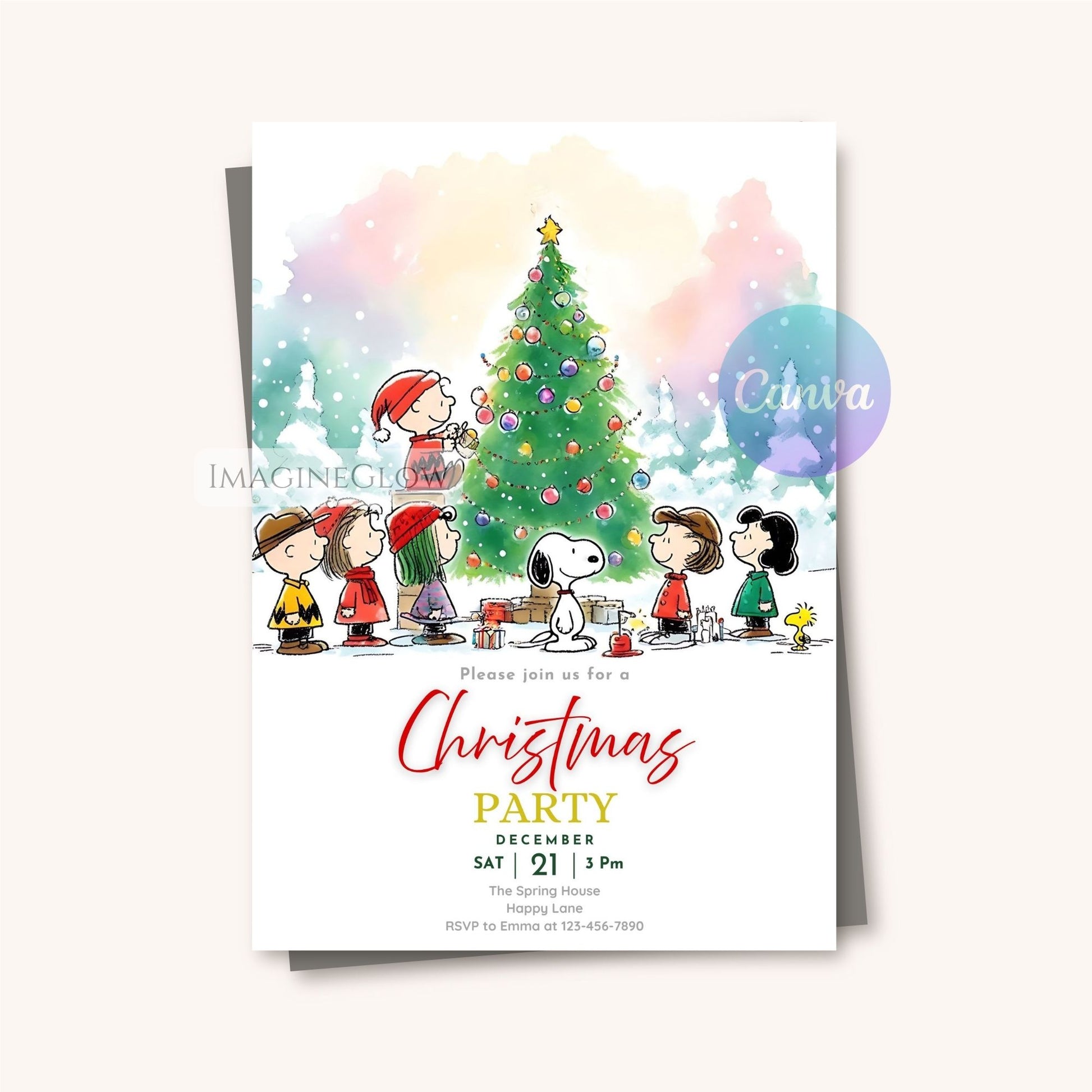 snoopy christmas party evite