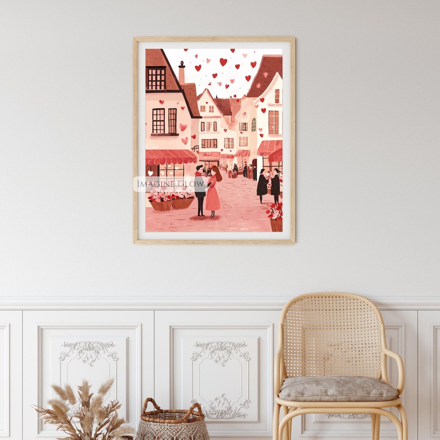 Digital romantic Valentine’s town wall art
