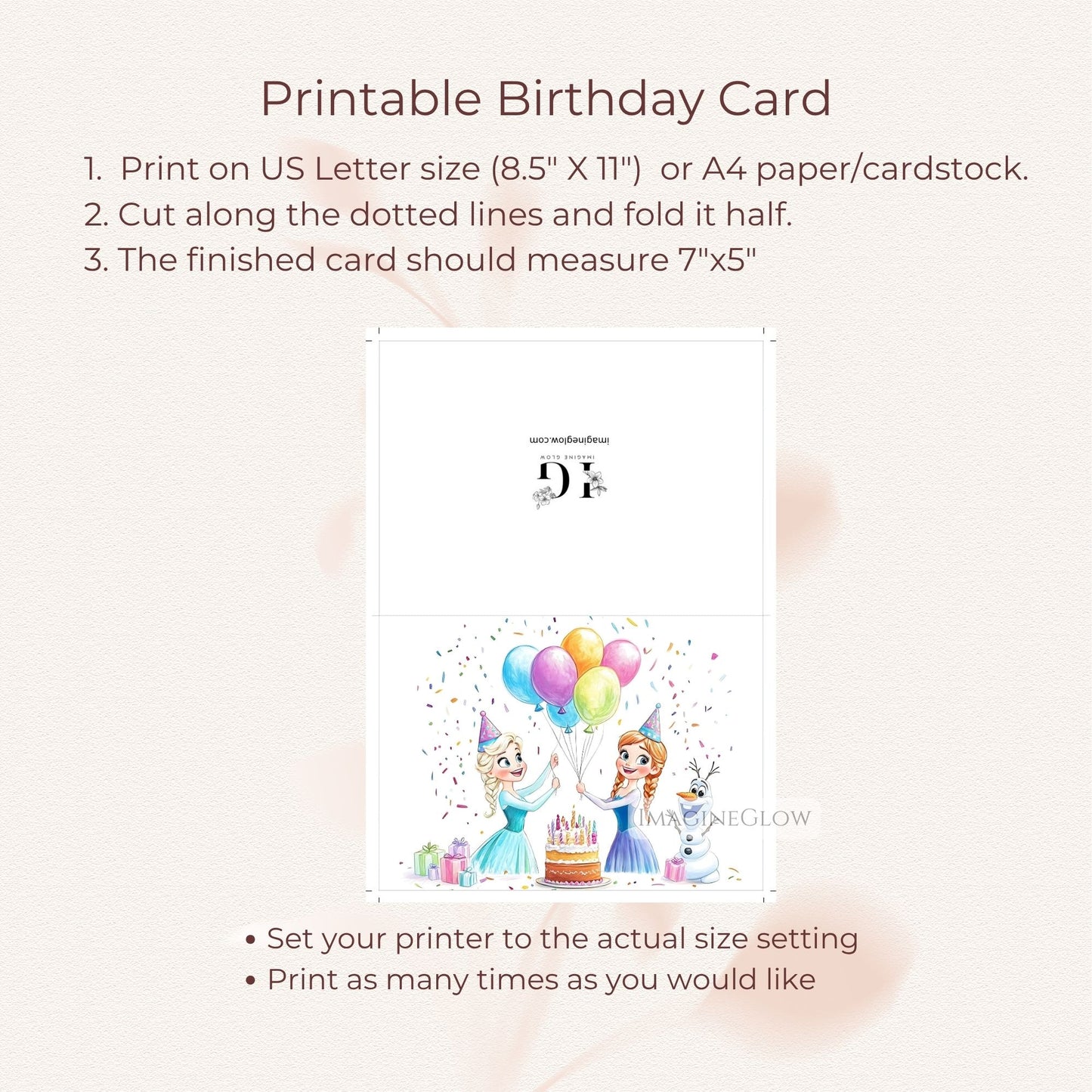 Disney princess Frozen birthday card for children
Frozen themed birthday greeting card for party
