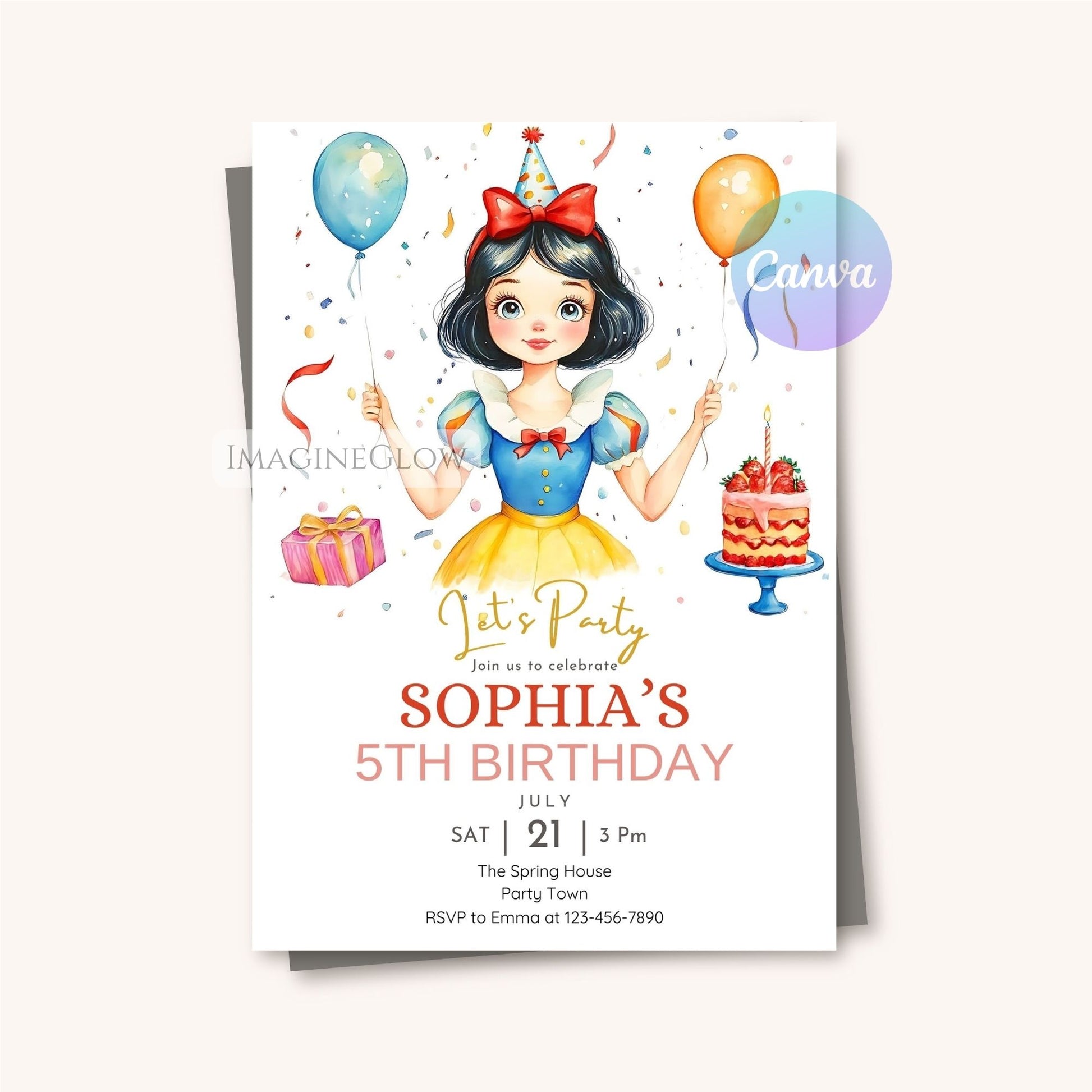 girl birthday princess invite