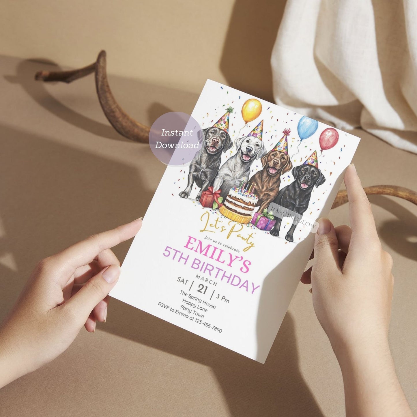 Editable Labrador birthday party invite