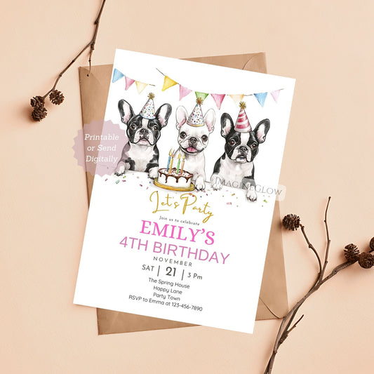 Boston Terrier birthday invitation with cute dog design.
Printable Boston Terrier party invite for dog lovers.
Fun and adorable Boston Terrier birthday invitation.