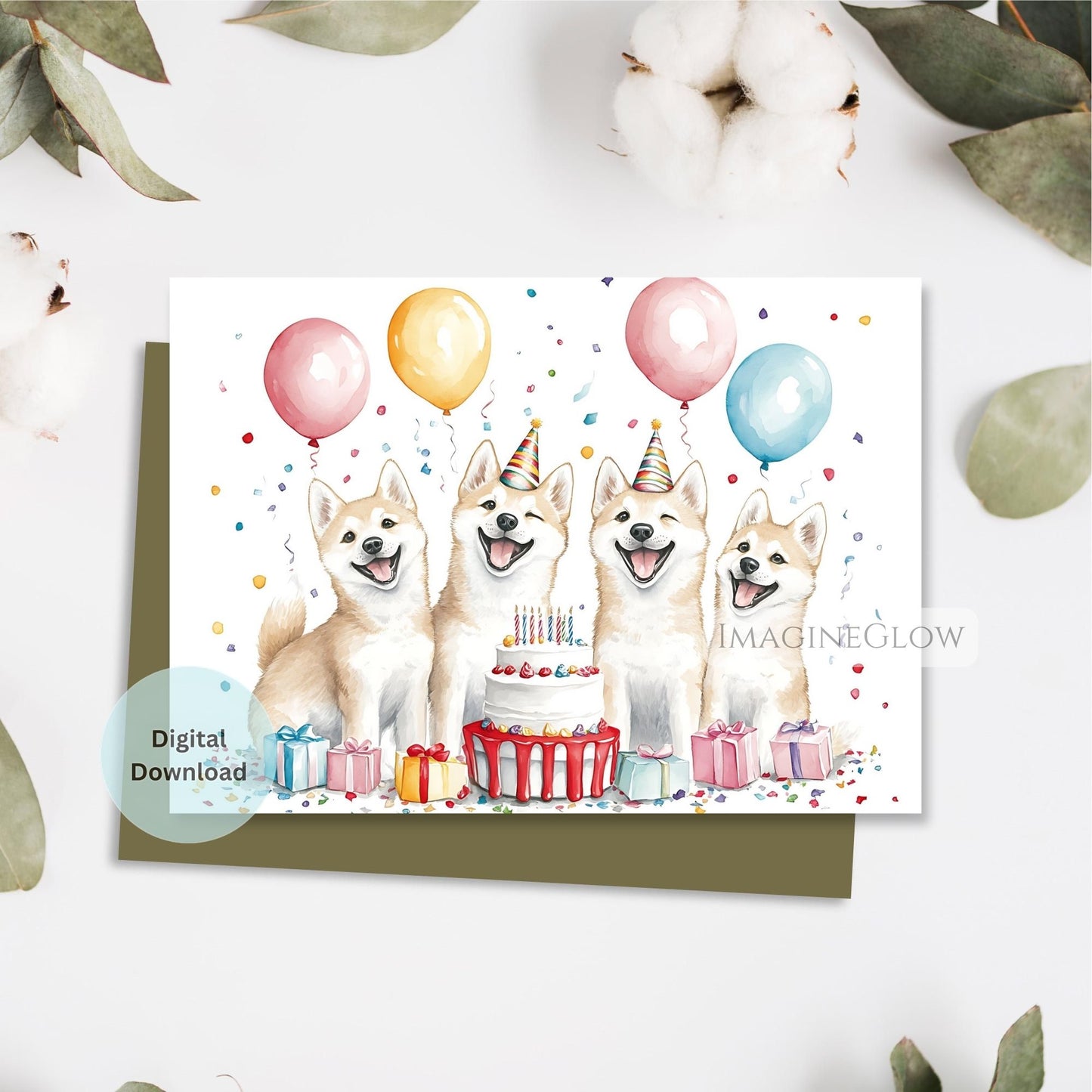 dog lover birthday card
japanese akita dog card