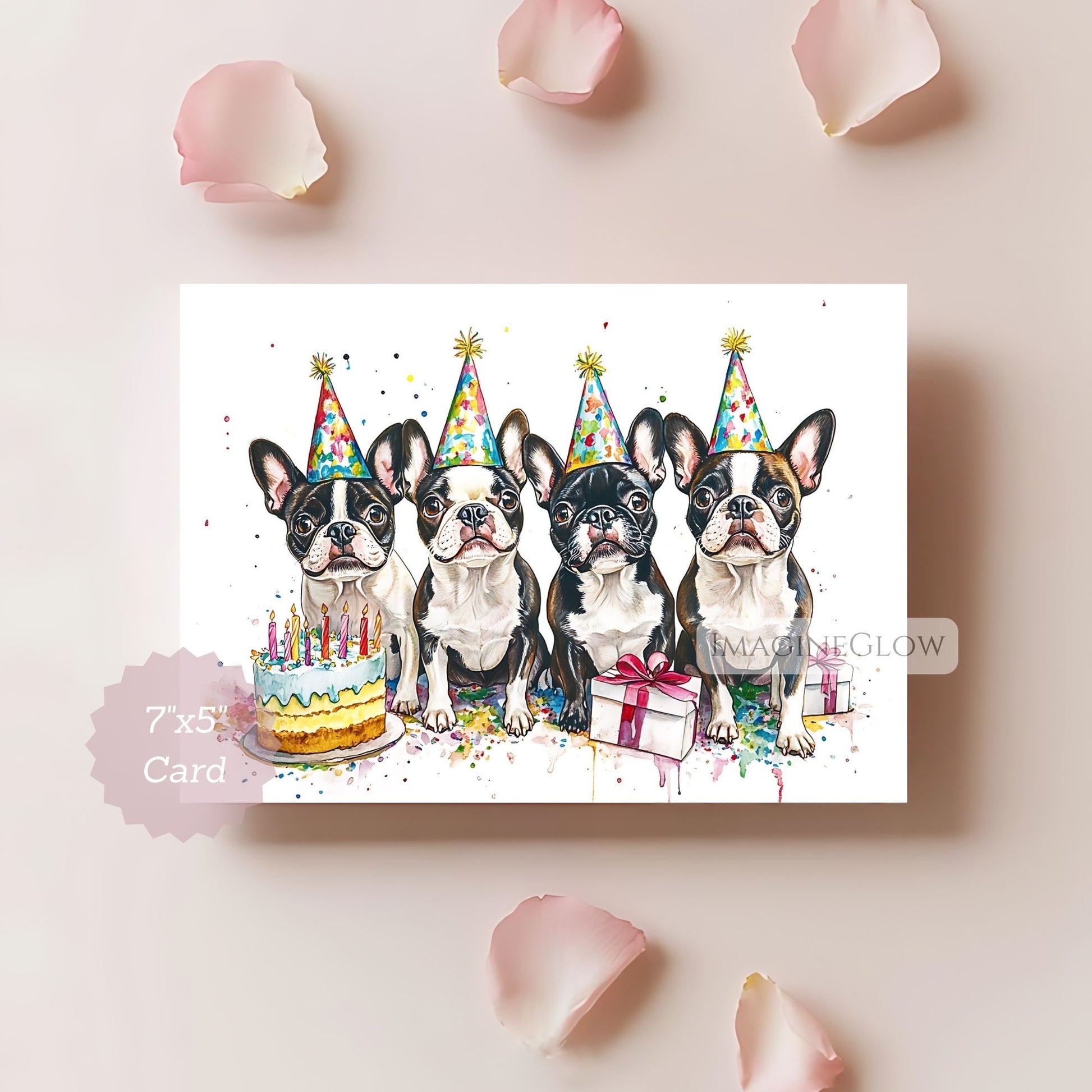 adorable dog birthday card
folded boston terrier greeting card