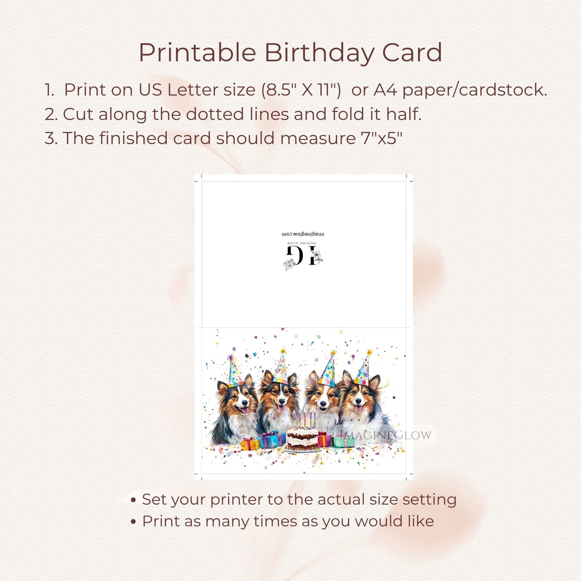 shetland sheepdog birthday card printable
digital sheltie dog birthday greeting