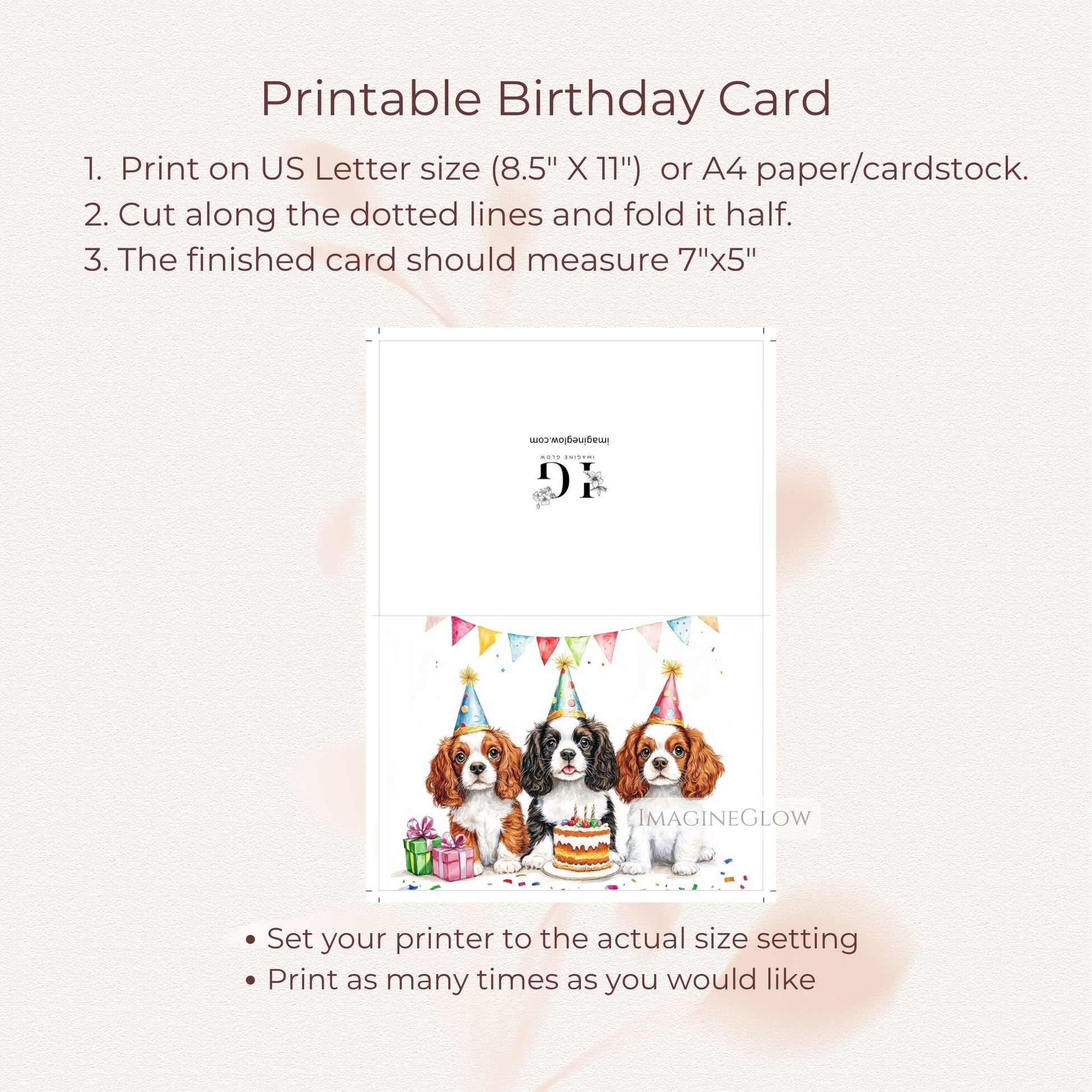 adorable spaniel puppy birthday card
dog-themed birthday card king charles spaniel