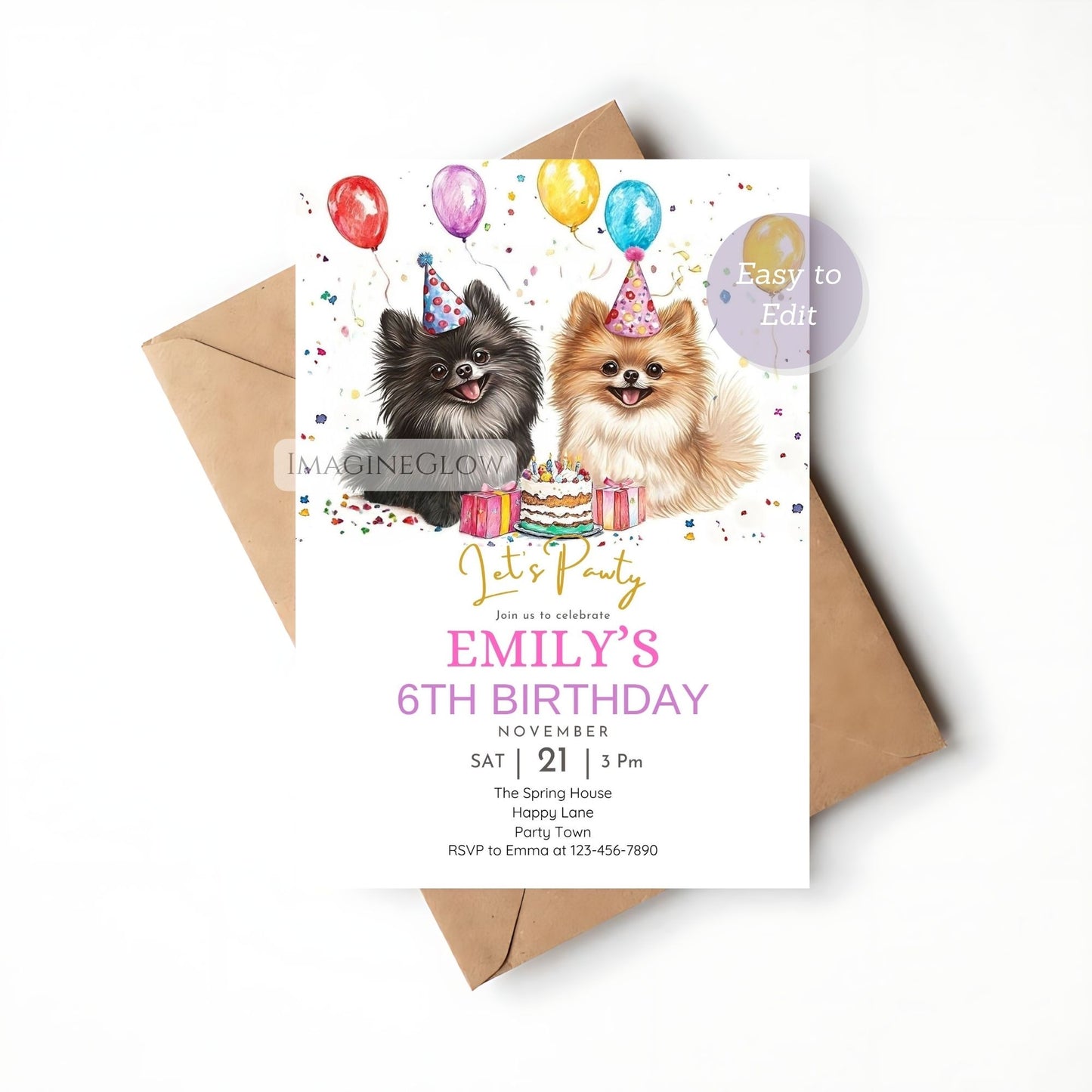 printable dog-themed invite