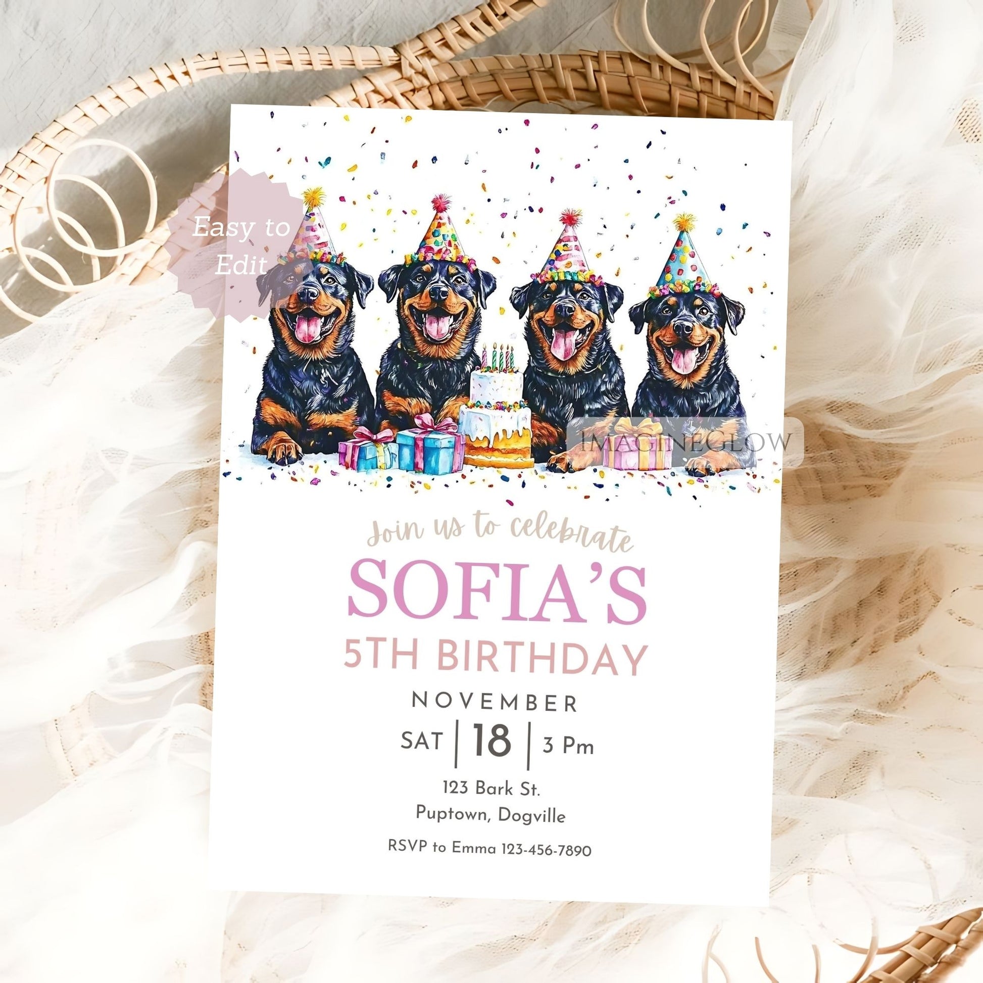 rottweiler birthday invitation
