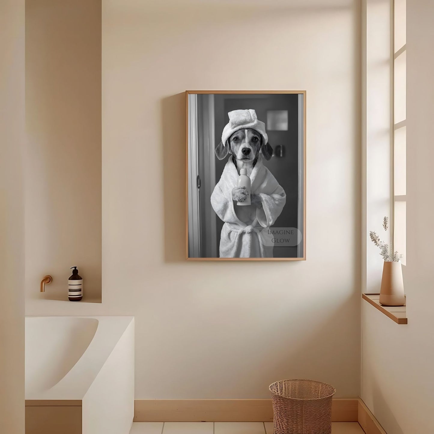 Unique Beagle bathroom art print for dog lovers