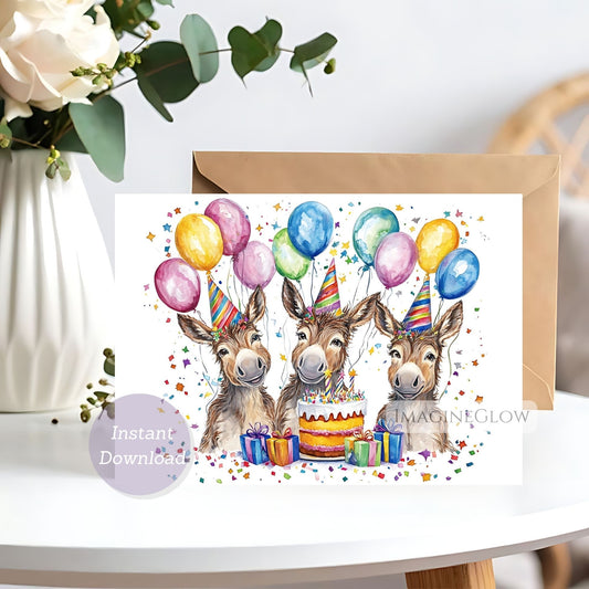 donkey birthday card
cute donkey greeting card
farm animal birthday card donkey