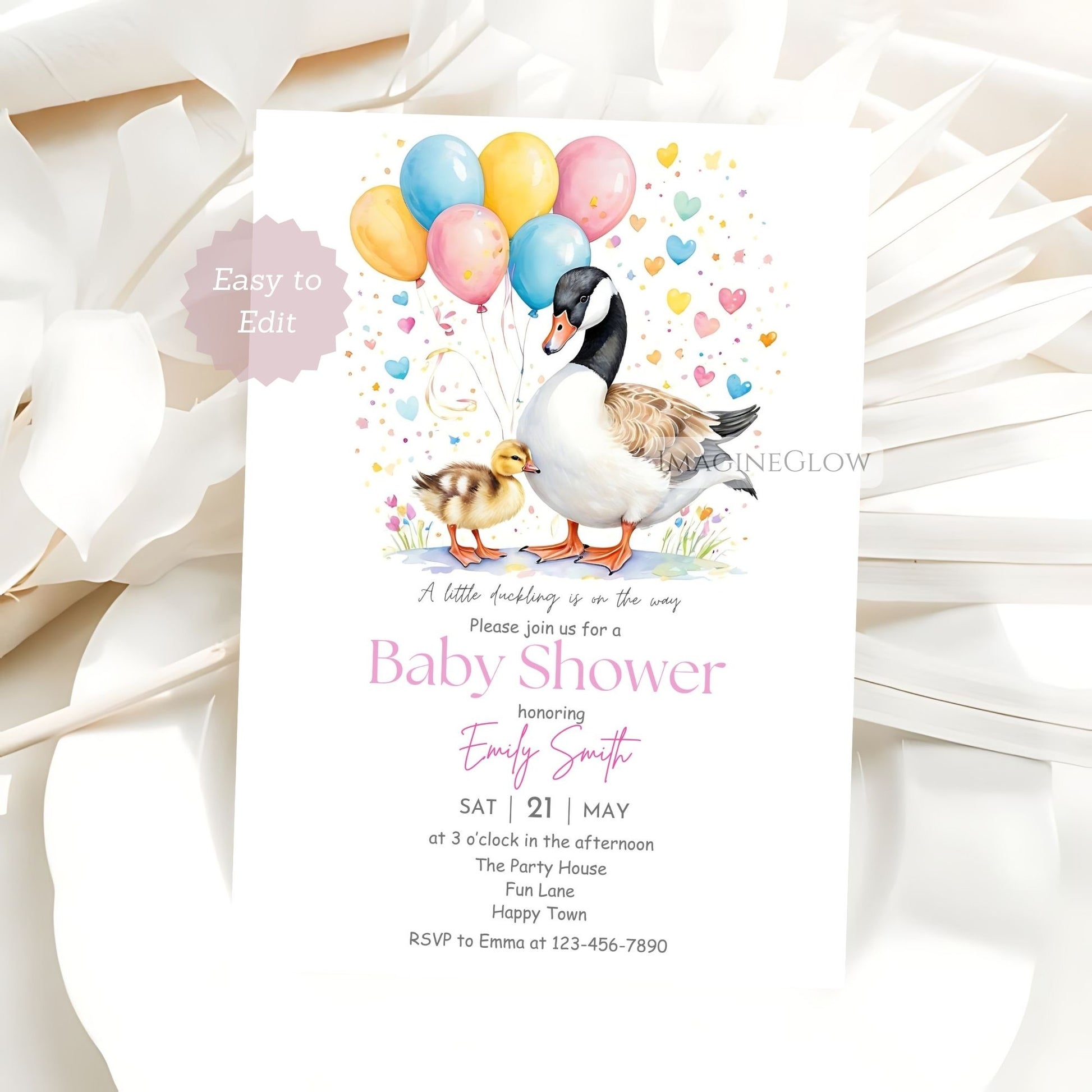 editable duck baby shower template
cute duckling baby shower invitation