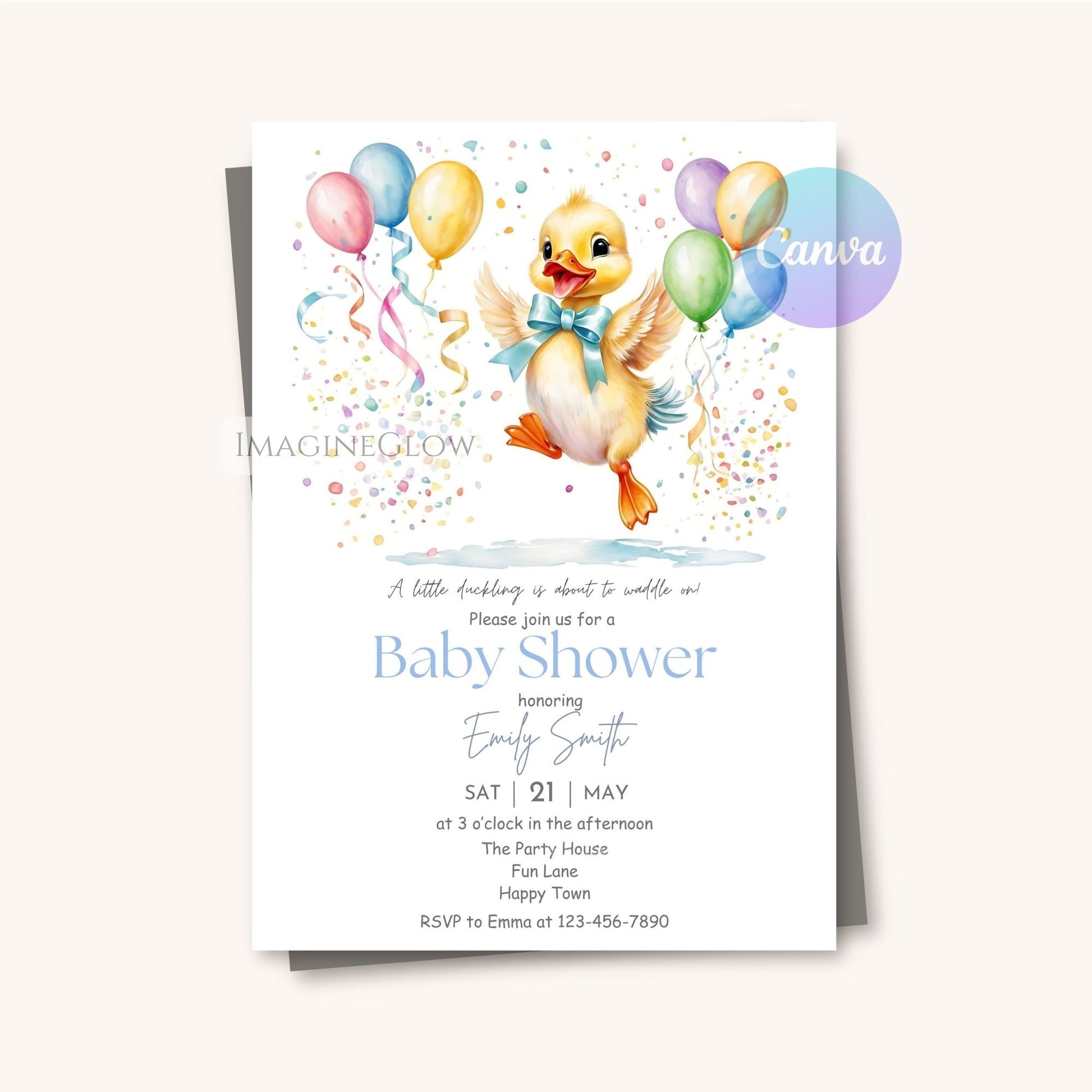 yellow duckling baby shower invite
