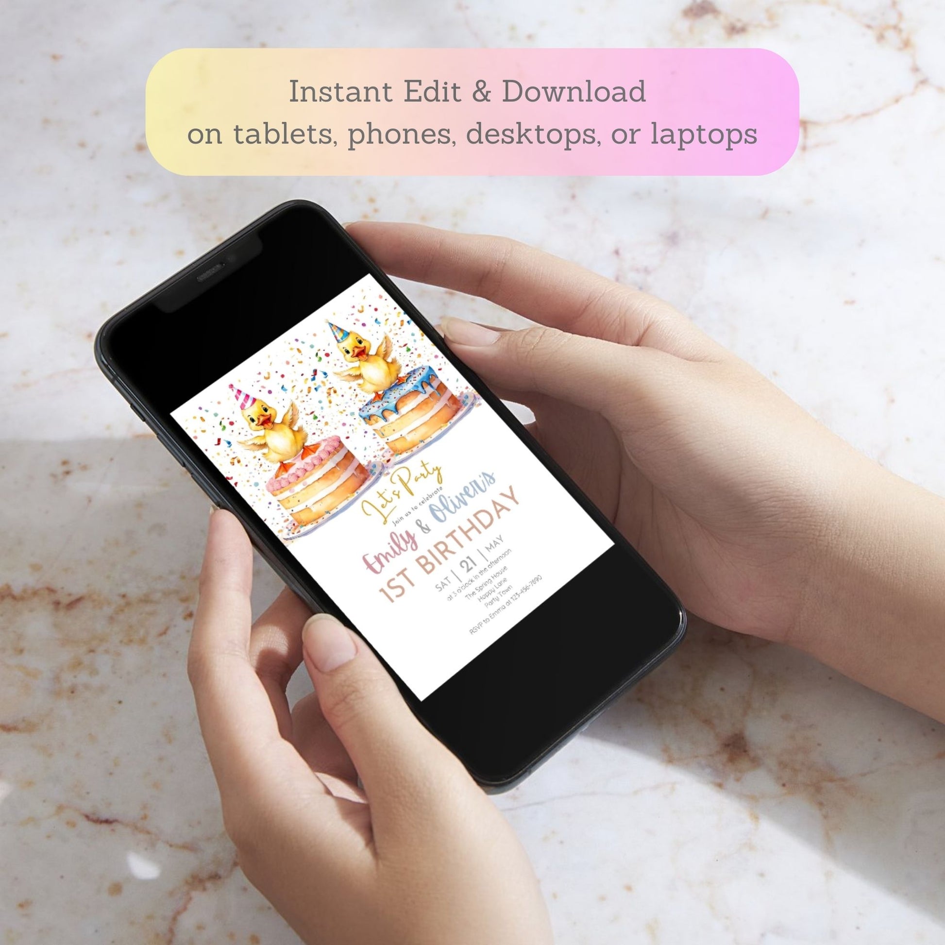 printable yellow duck birthday card
twin duck birthday invitation template