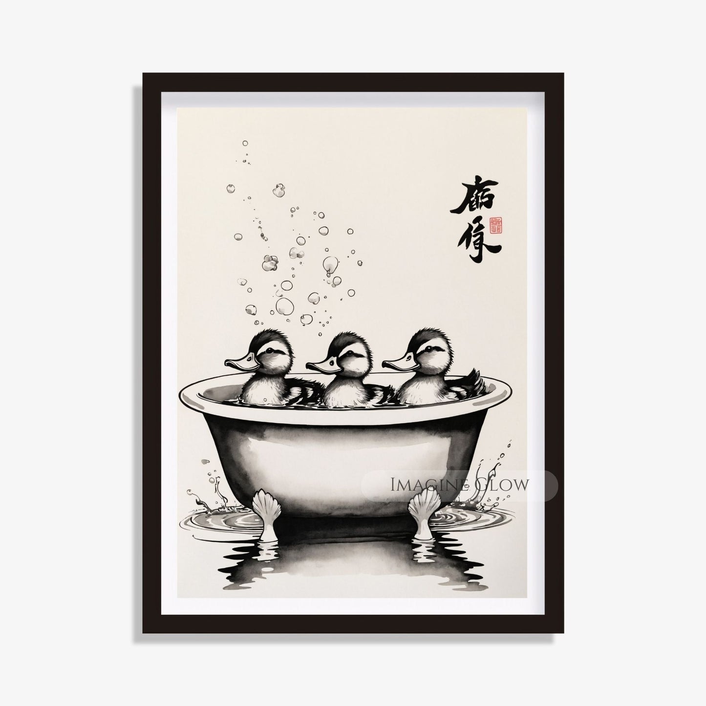 Ducks in bathtub farmhouse bathroom wall art