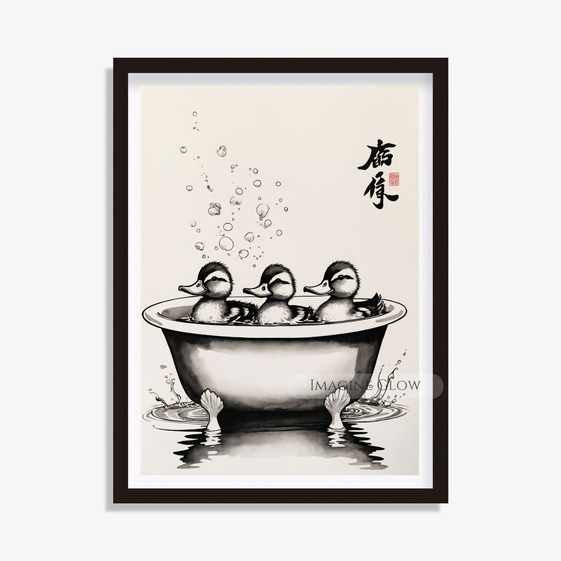 Ducks in bathtub farmhouse bathroom wall art