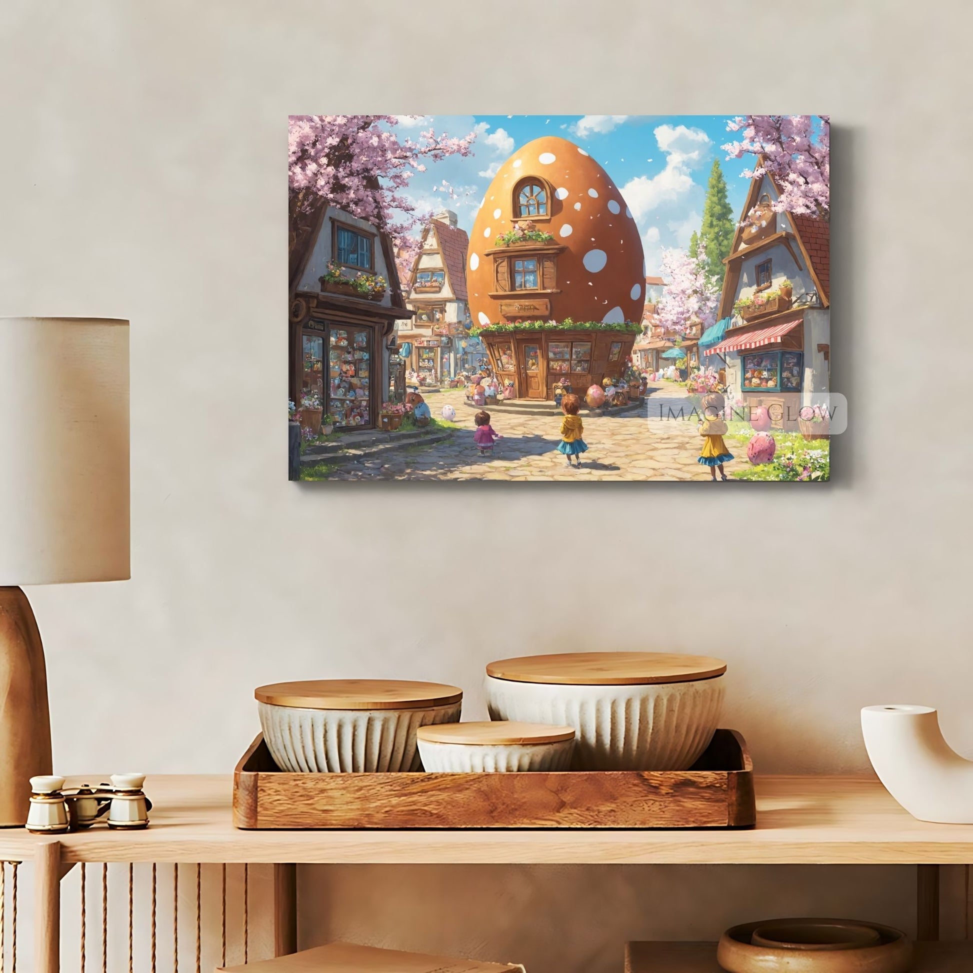 Easter Colorful Decorations Street Scene Print