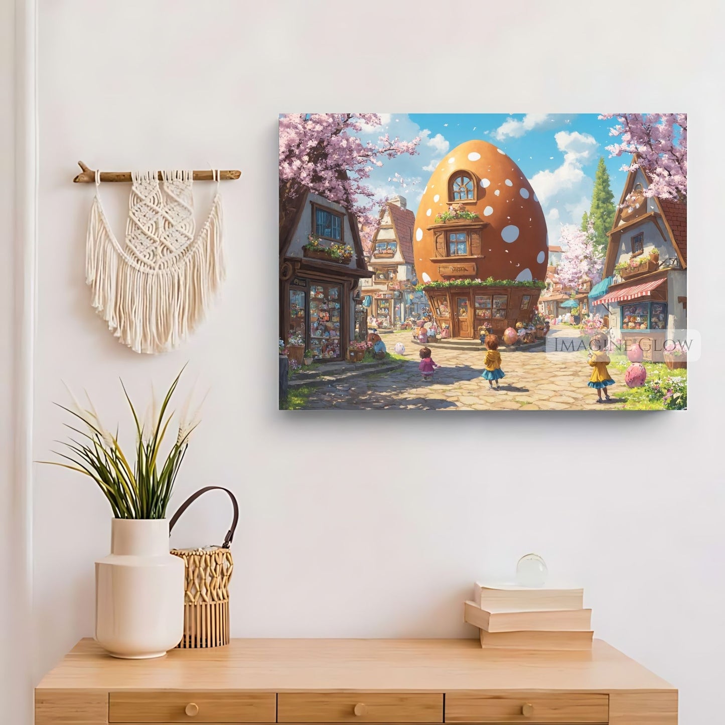 Festive Easter Street Art with Flowers and Decorations