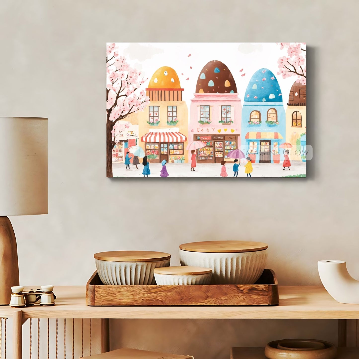Spring Blossoms and Easter Village Art