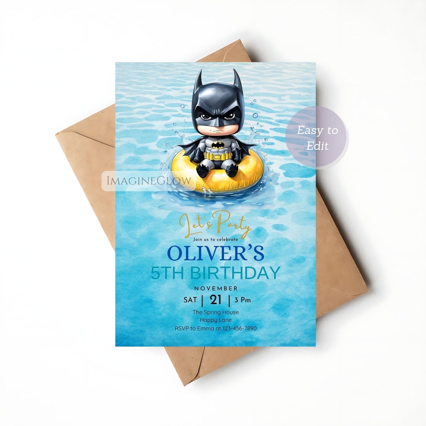 batman themed pool party template
