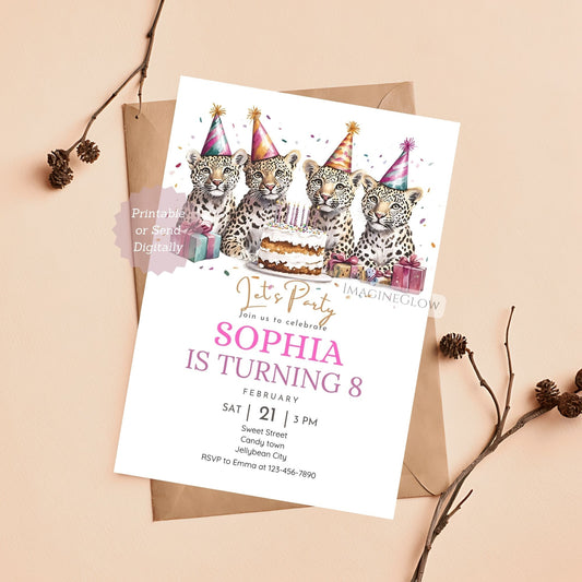 Editable leopard party invitation