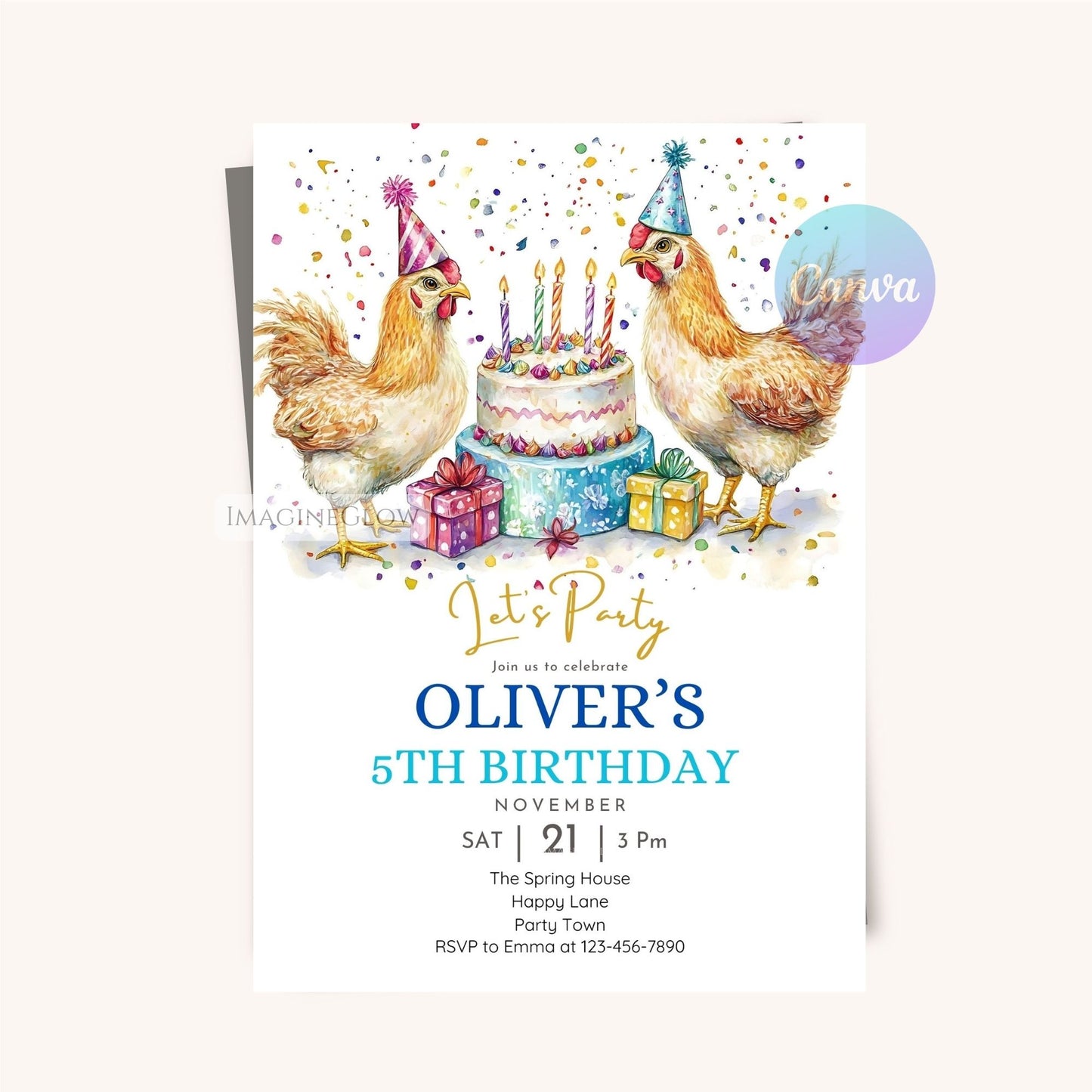Chicken farm birthday invitation printable