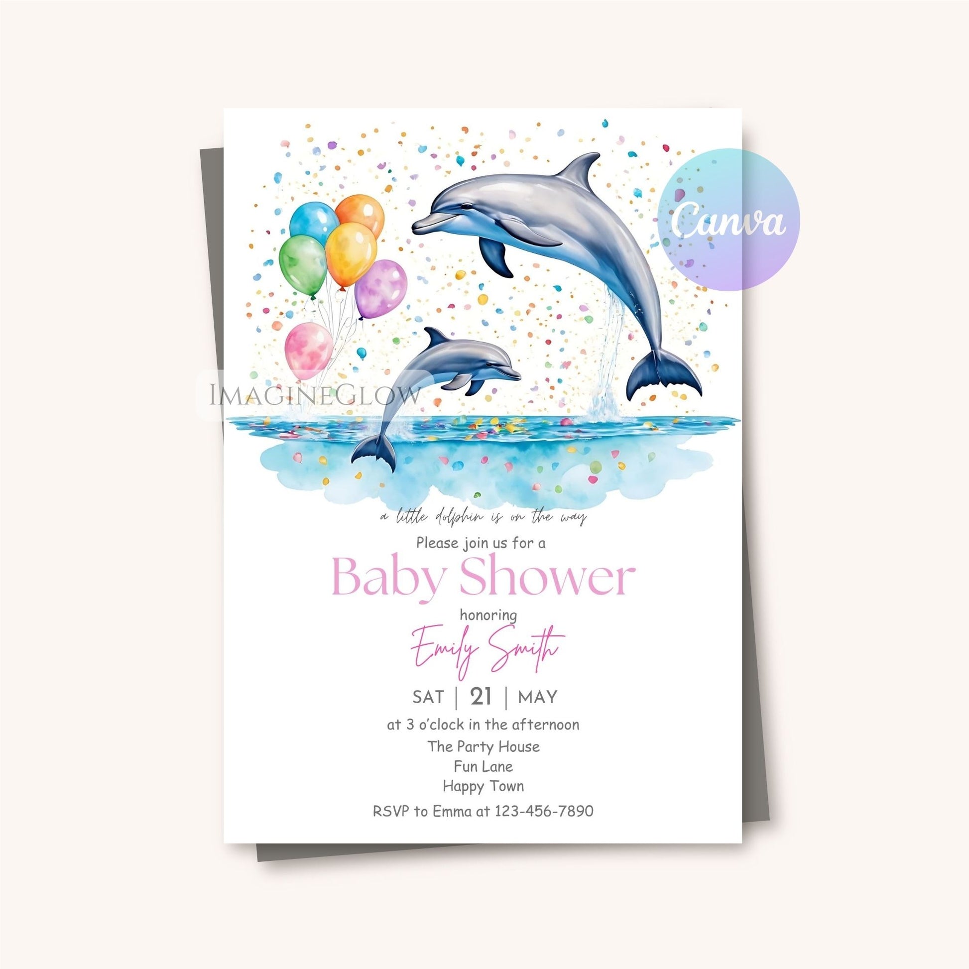 printable dolphin shower template
cute dolphin baby invite